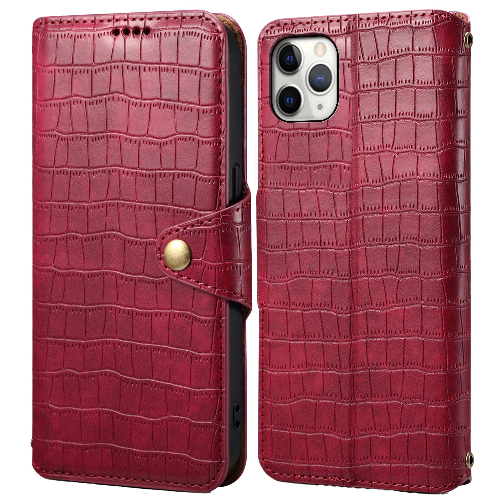 For iPhone 12 Pro Max 6.7 inch Case Crocodile Texture Leather Cover Classic Wallet Phone Shell