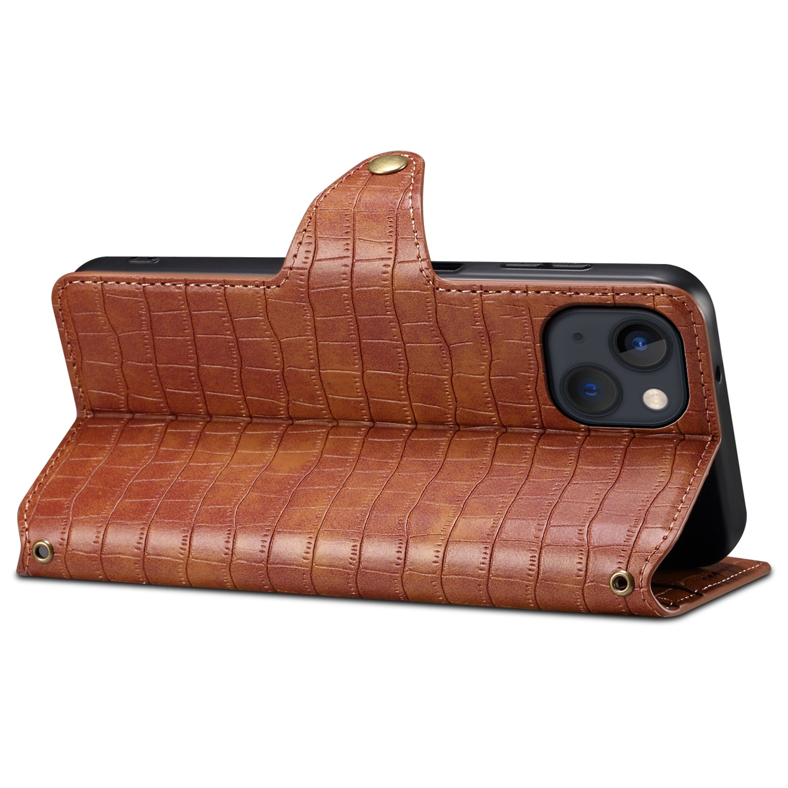 Wallet Cell Phone Cover for iPhone 13 6.1 inch PU Leather Case with Stand Crocodile Texture