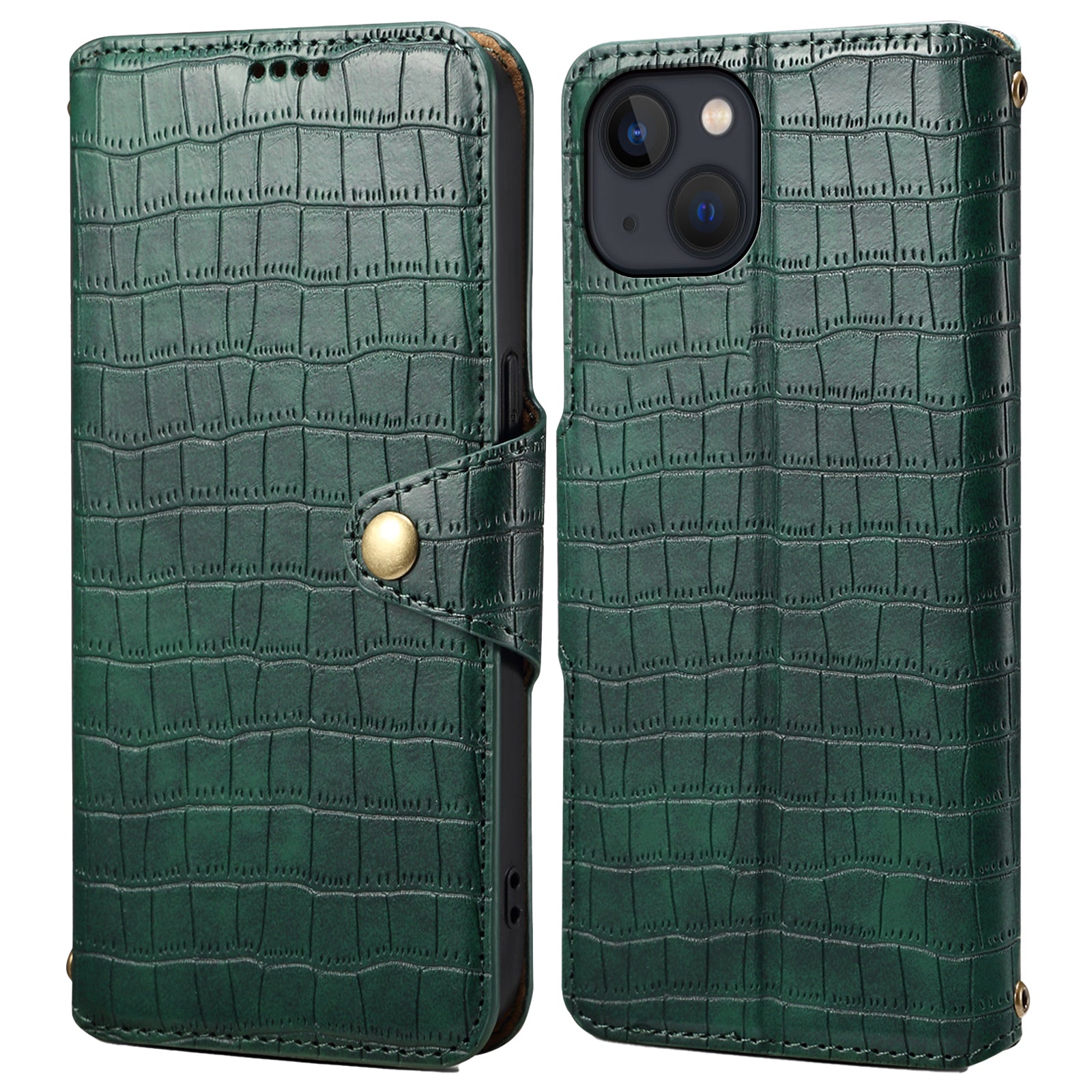 Wallet Cell Phone Cover for iPhone 13 6.1 inch PU Leather Case with Stand Crocodile Texture