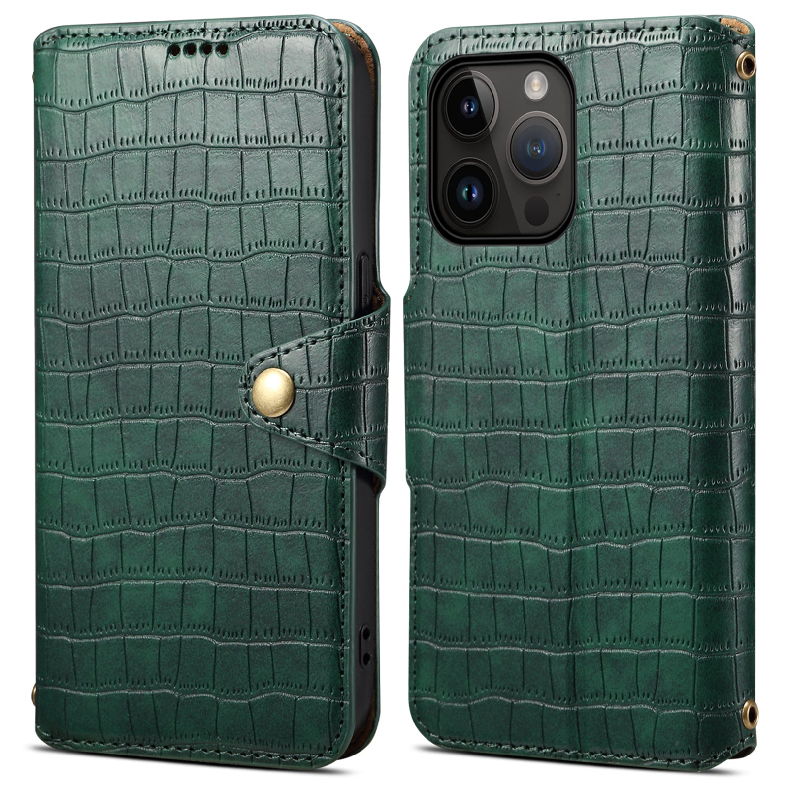 Leather Case for iPhone 13 Pro Drop Protection Crocodile Texture Wallet Phone Cover