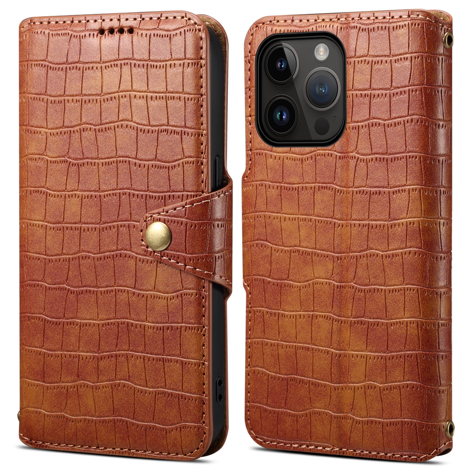 Leather Case for iPhone 13 Pro Drop Protection Crocodile Texture Wallet Phone Cover