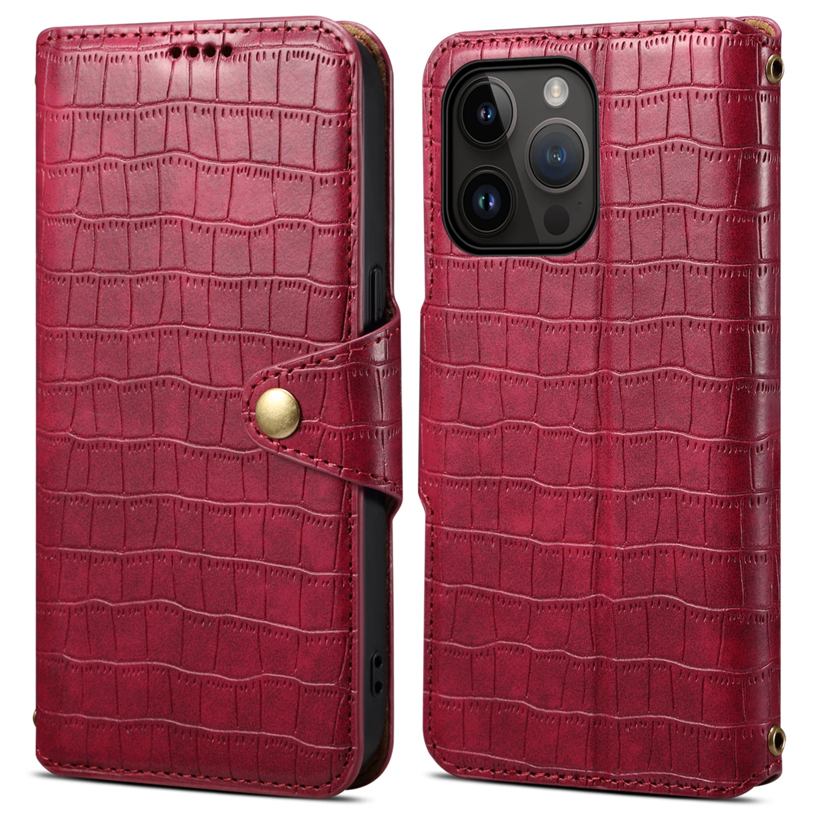Leather Case for iPhone 13 Pro Drop Protection Crocodile Texture Wallet Phone Cover