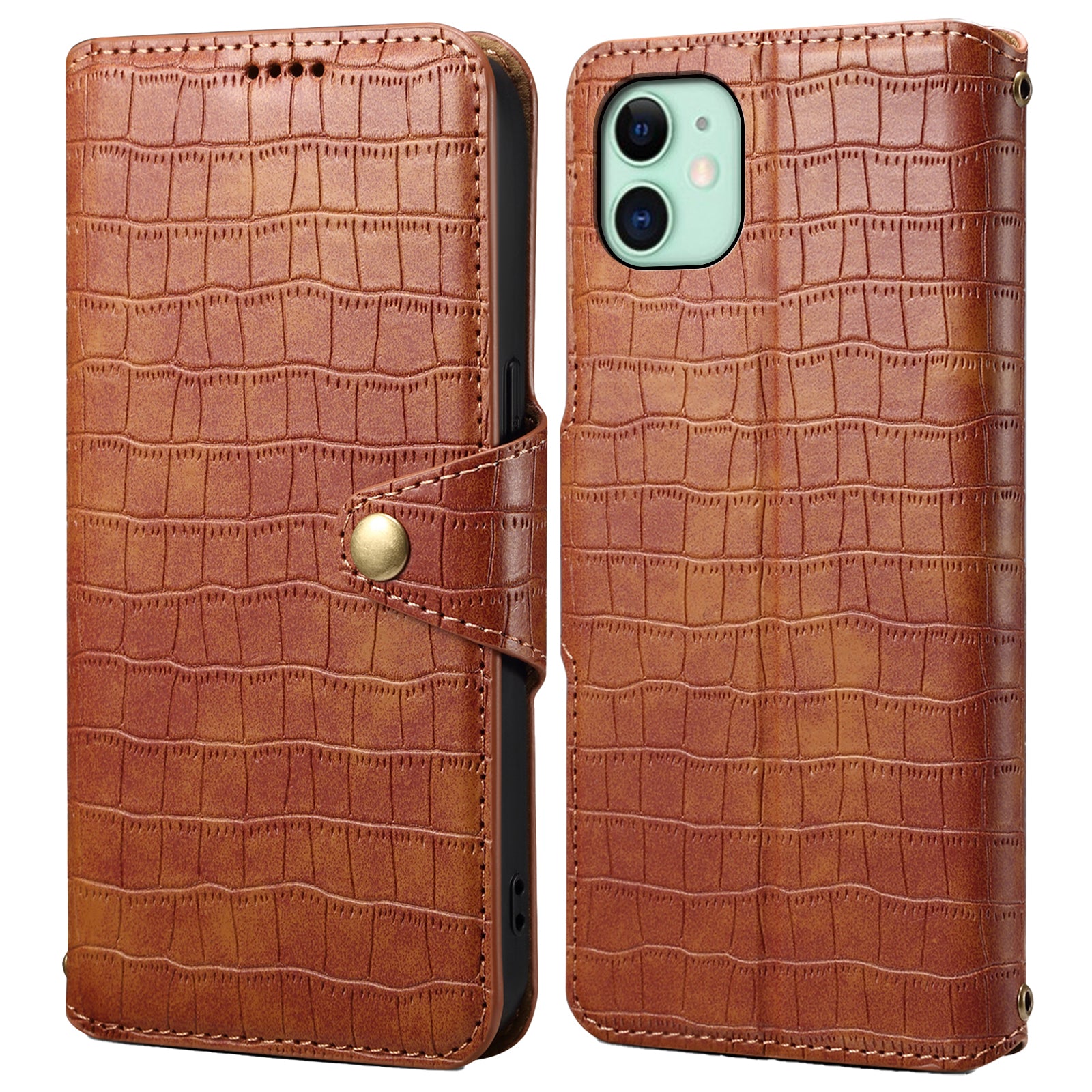 For iPhone 11 Cover Crocodile Texture Leather Case Classic Wallet Stand Cover