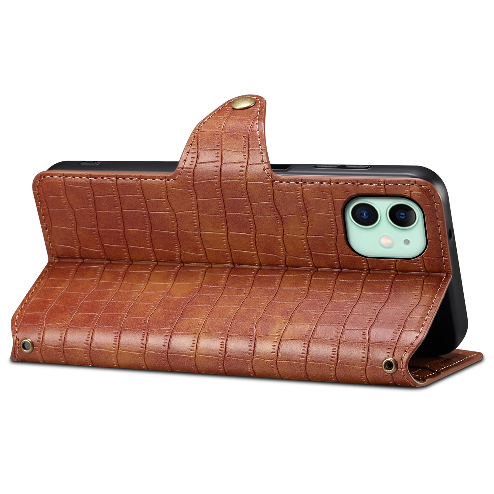 For iPhone 11 Cover Crocodile Texture Leather Case Classic Wallet Stand Cover