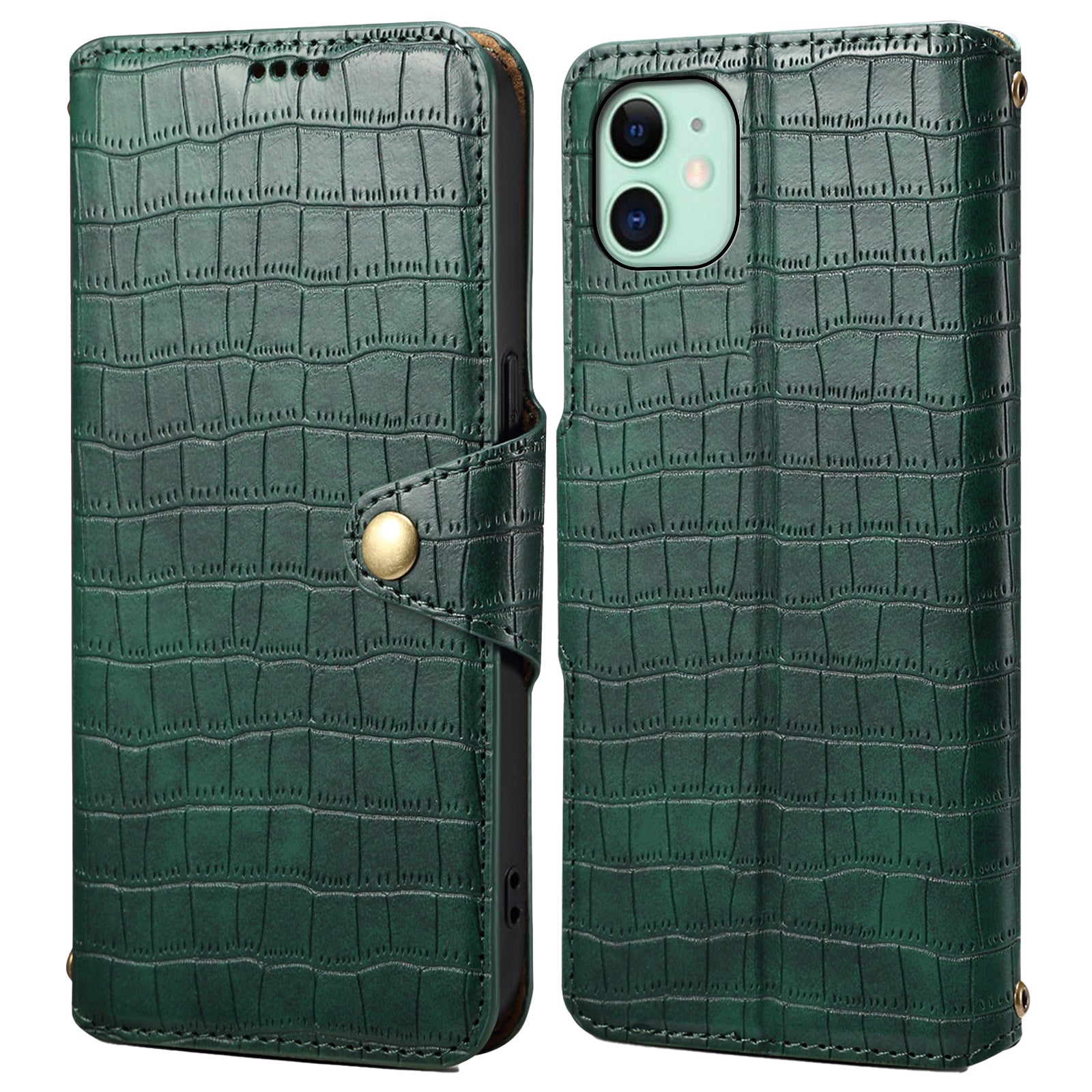 For iPhone 11 Cover Crocodile Texture Leather Case Classic Wallet Stand Cover
