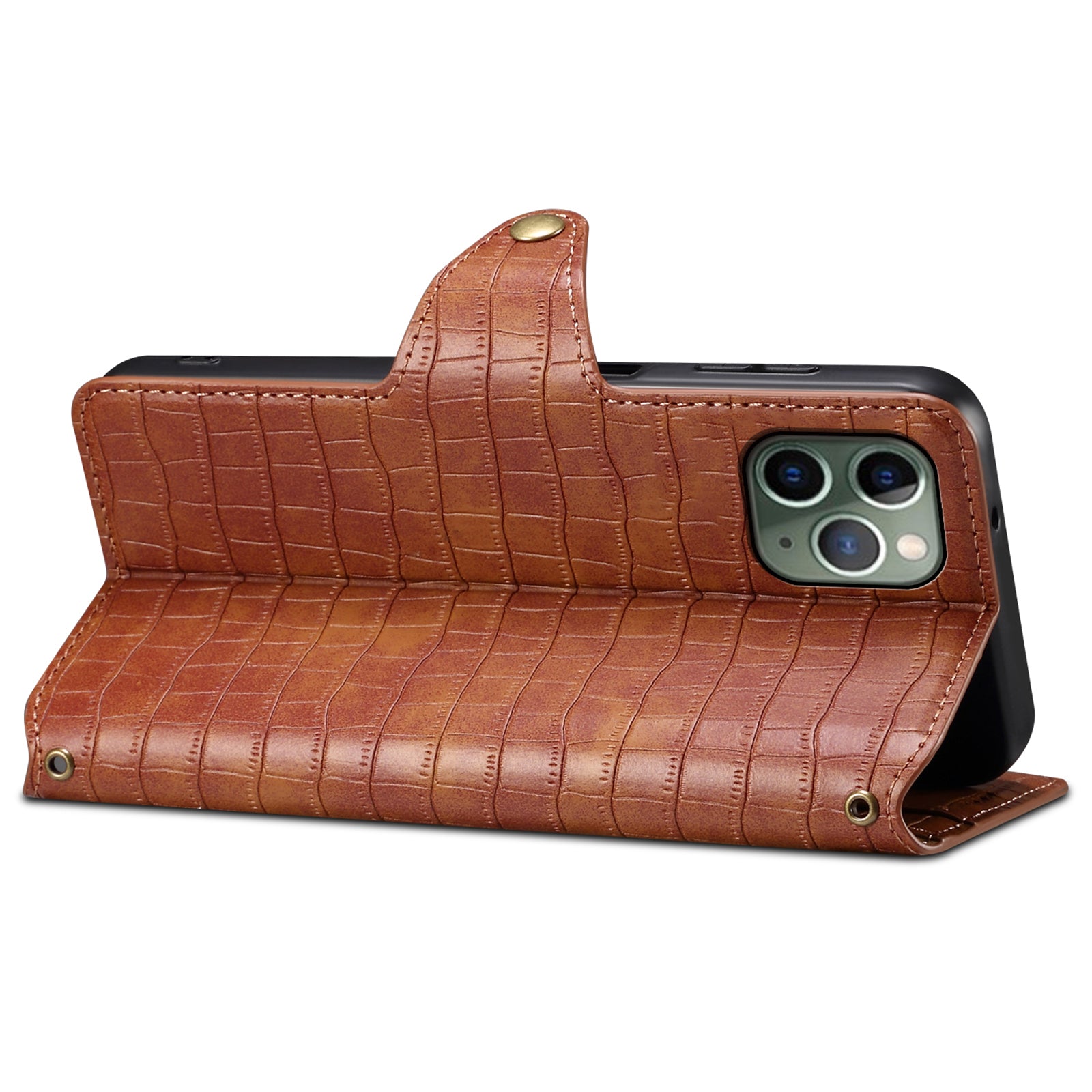 For iPhone 11 Pro Leather Case Magnetic Flip Crocodile Texture Phone Cover