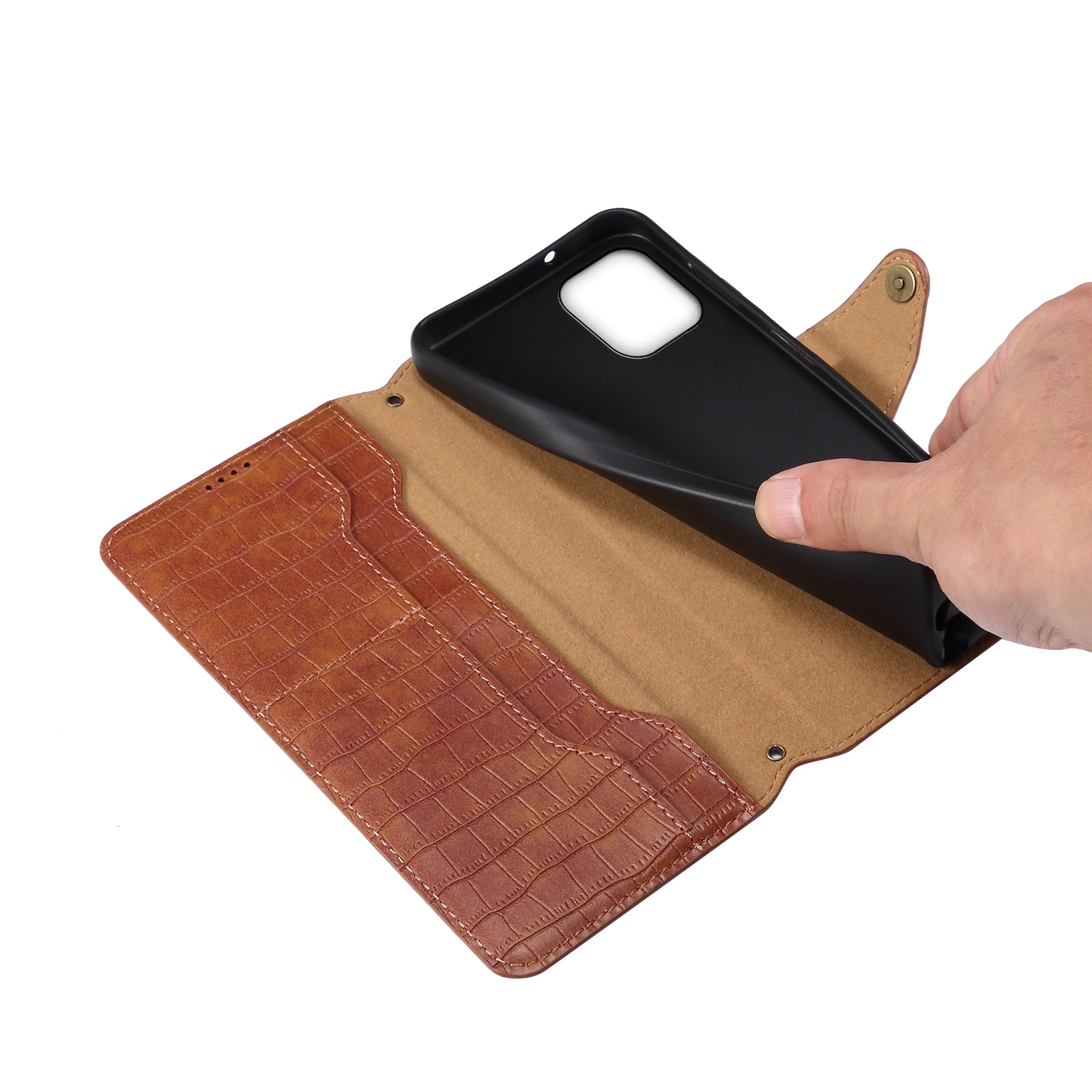 For iPhone 11 Pro Leather Case Magnetic Flip Crocodile Texture Phone Cover