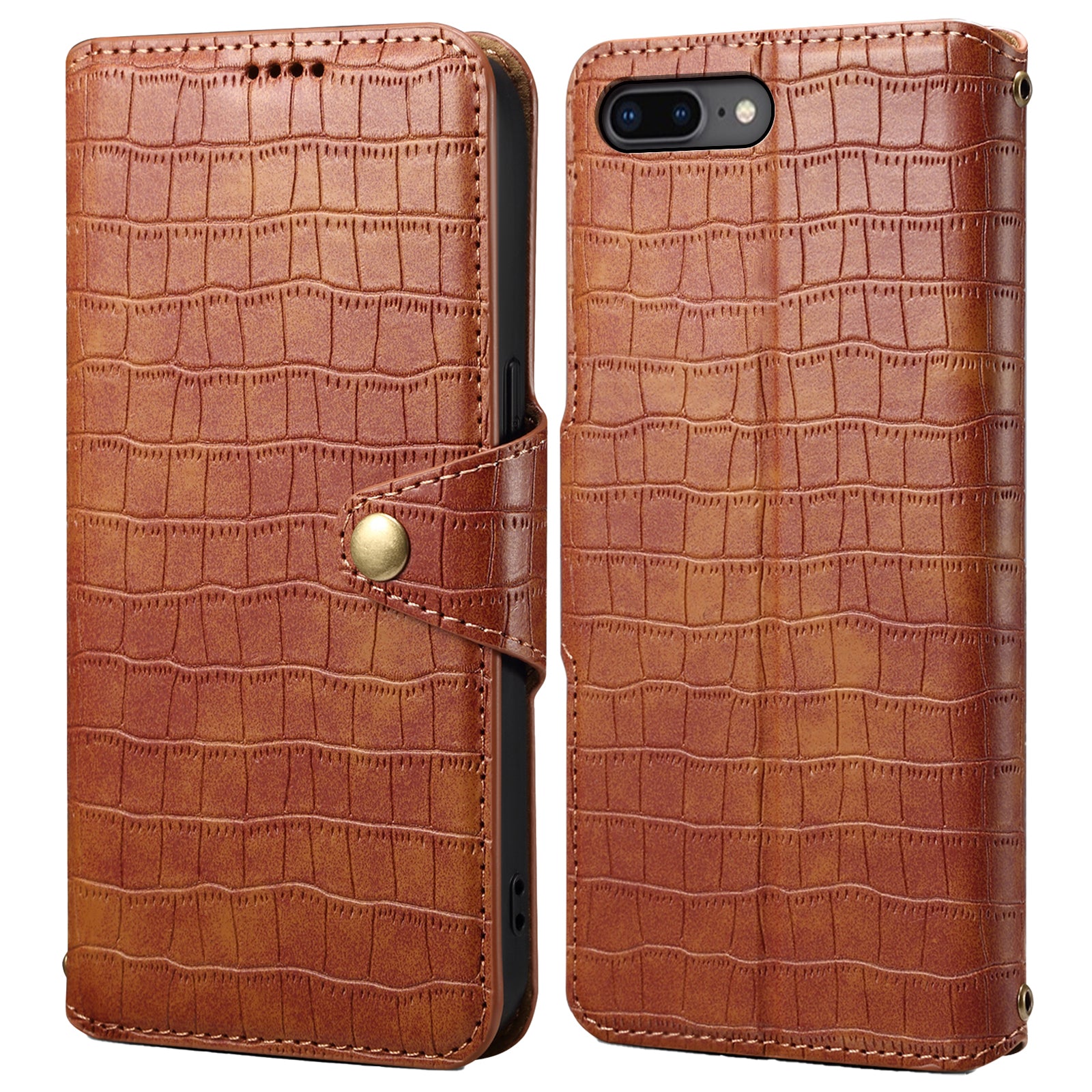For iPhone 7 Plus / 8 Plus Case Crocodile Texture Leather Wallet Flip Phone Cover