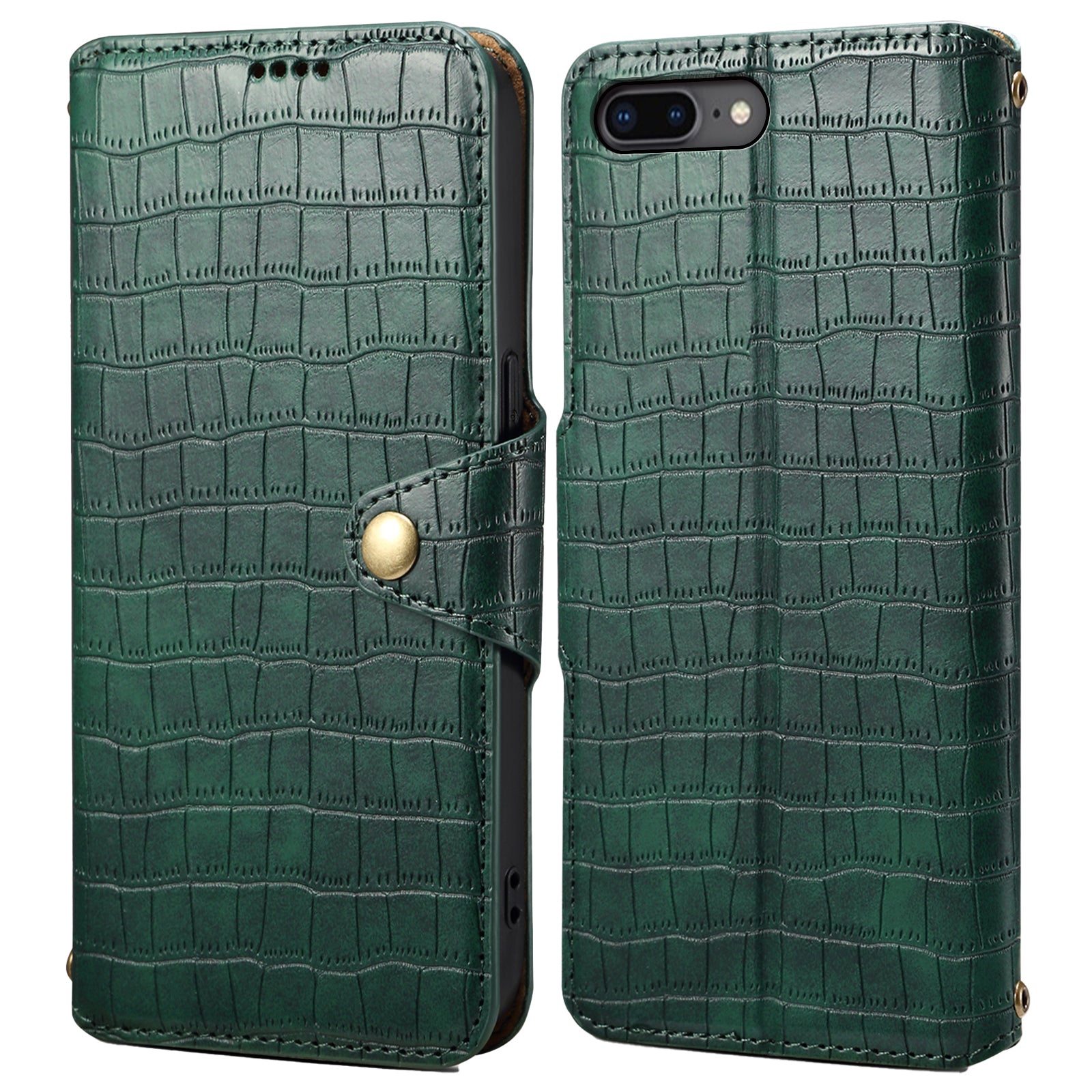 For iPhone 7 Plus / 8 Plus Case Crocodile Texture Leather Wallet Flip Phone Cover