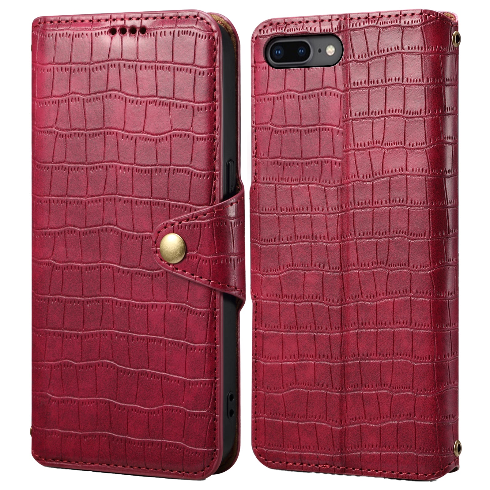For iPhone 7 Plus / 8 Plus Case Crocodile Texture Leather Wallet Flip Phone Cover