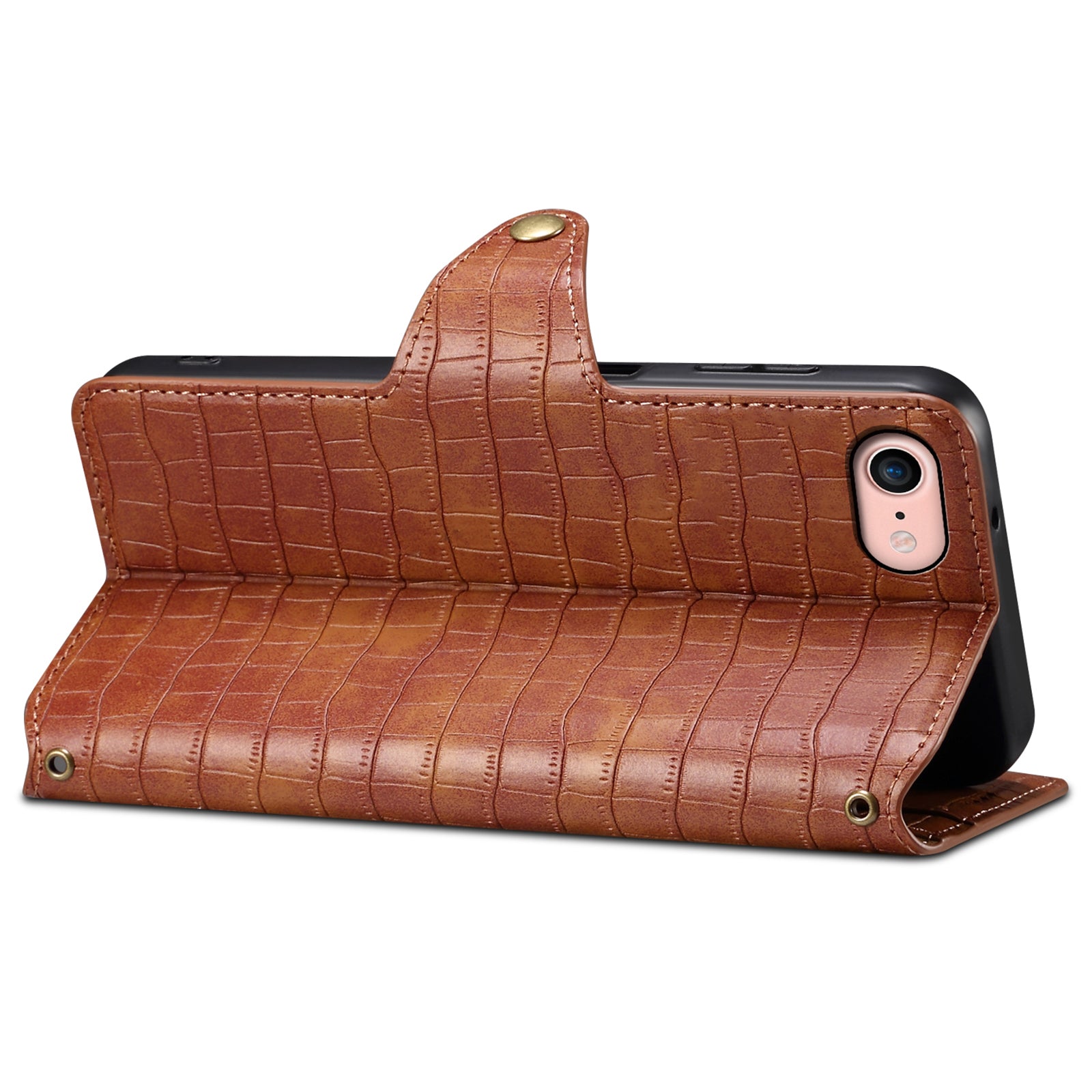 For iPhone 7 / 8 / SE (2020) / SE (2022) Case Folio Stand Feature Crocodile Texture Leather Phone Cover
