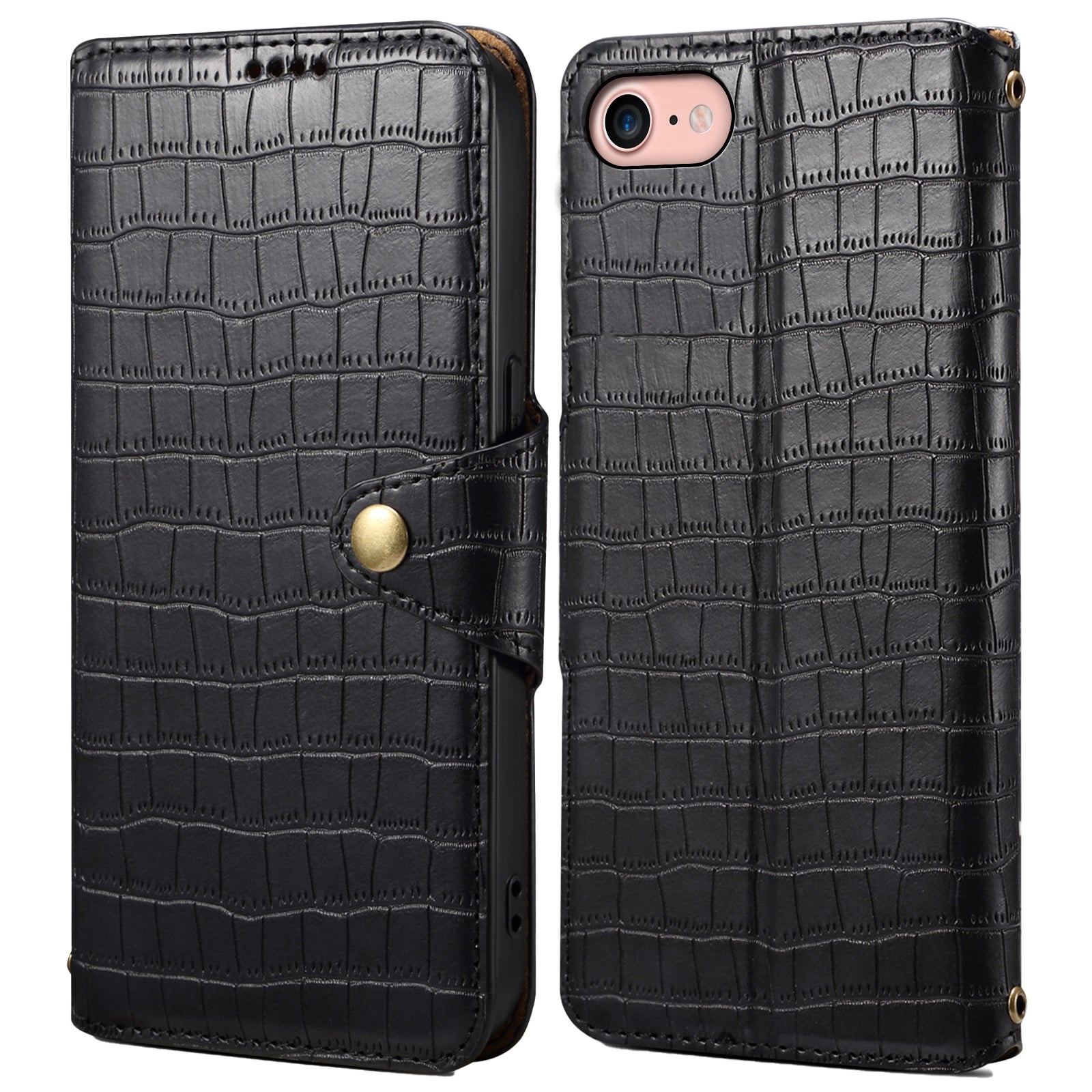 For iPhone 7 / 8 / SE (2020) / SE (2022) Case Folio Stand Feature Crocodile Texture Leather Phone Cover