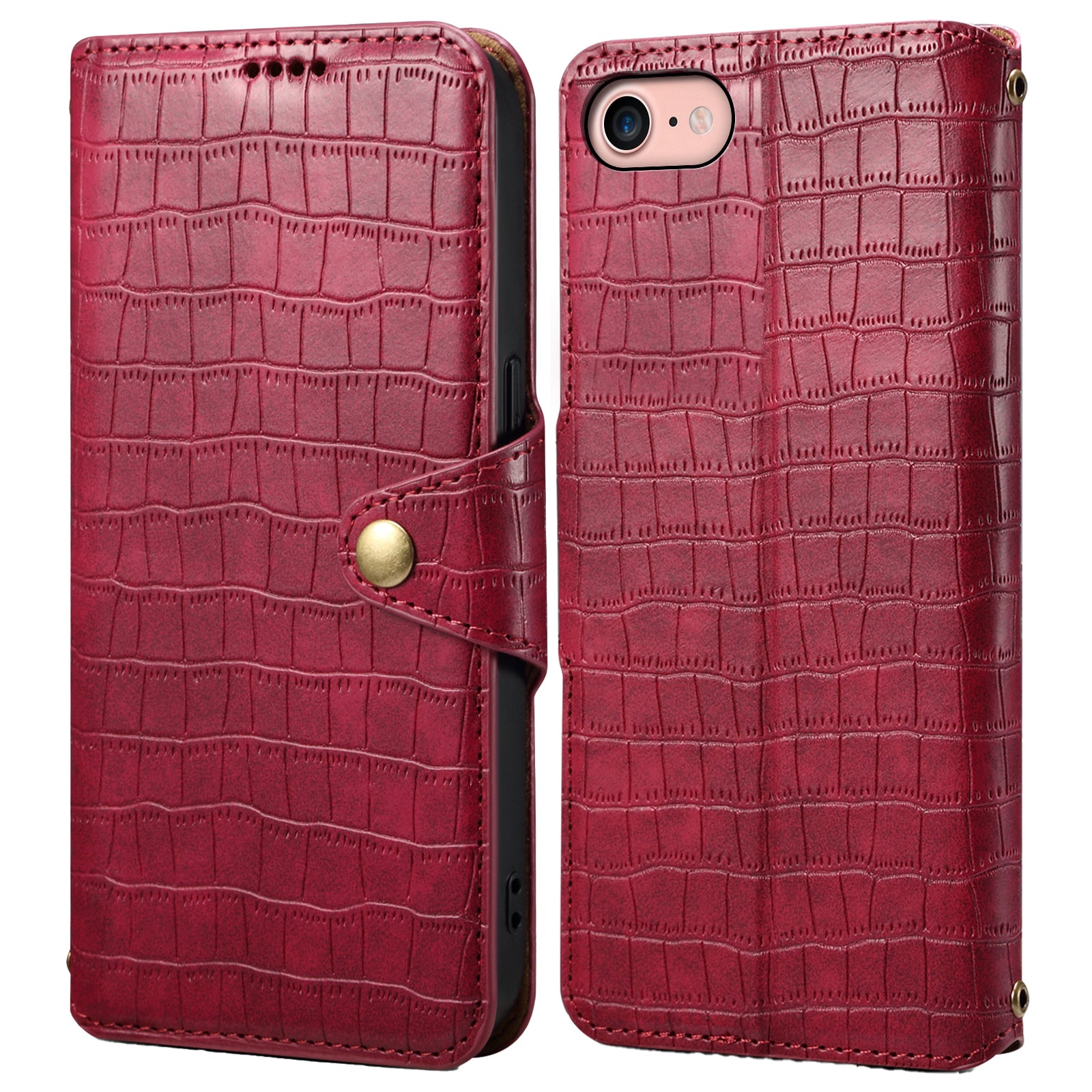 For iPhone 7 / 8 / SE (2020) / SE (2022) Case Folio Stand Feature Crocodile Texture Leather Phone Cover