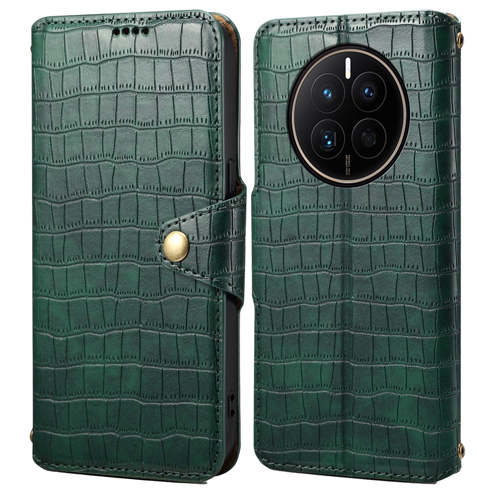 For Huawei Mate 50 4G Wallet Case Crocodile Texture Leather+TPU Phone Cover
