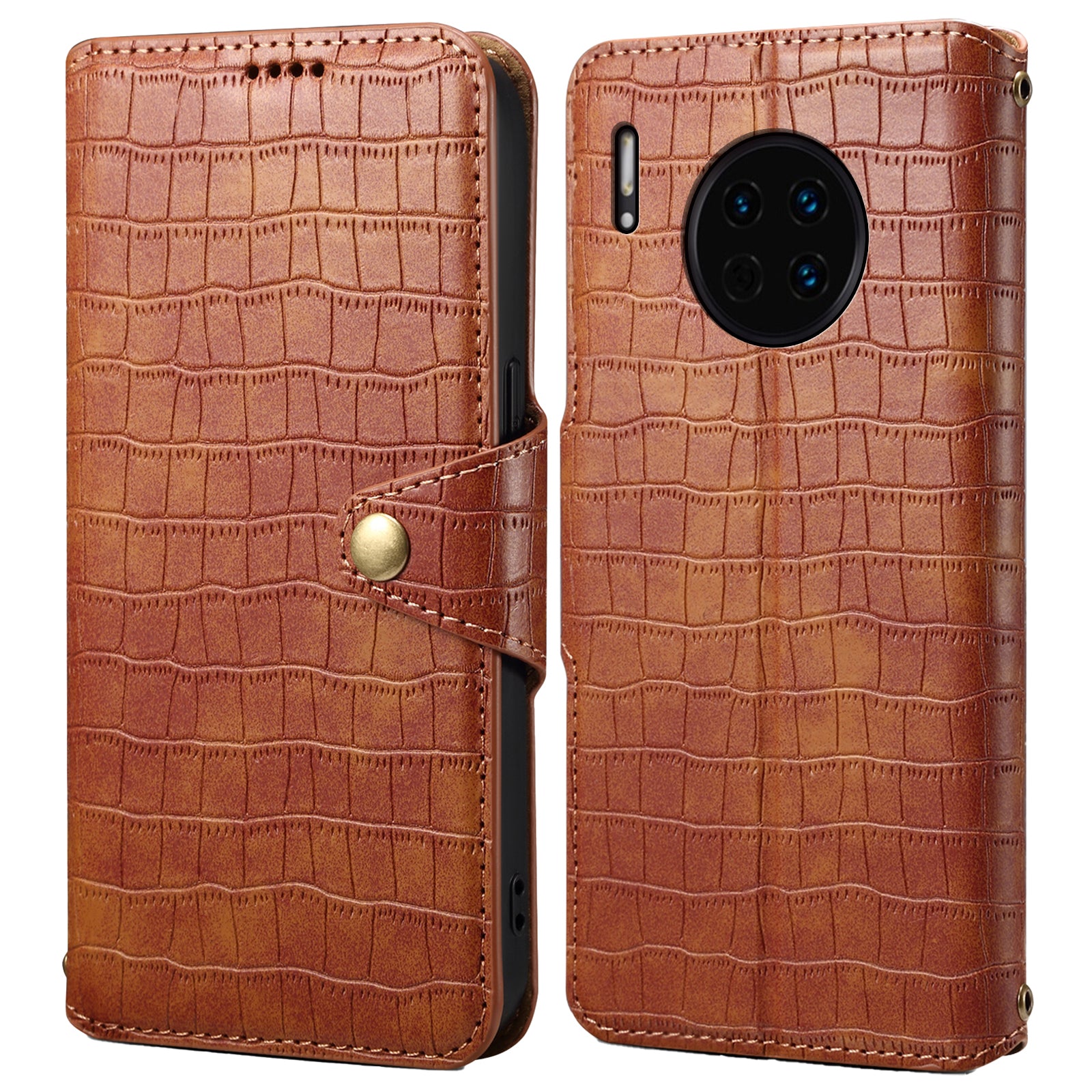 For Huawei Mate 30 5G / 4G Leather Cover Crocodile Texture Phone Case Wallet Stand