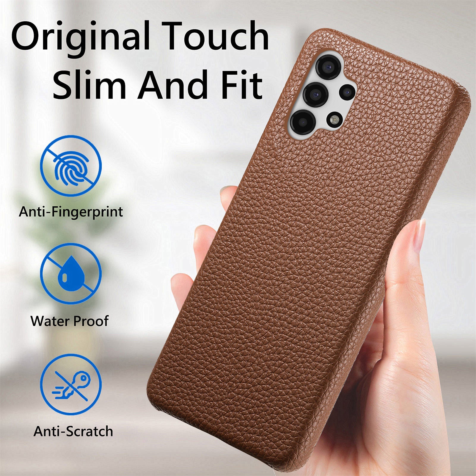 Y1 For Samsung Galaxy A13 4G Case Shockproof Litchi Texture Leather+PC Phone Cover