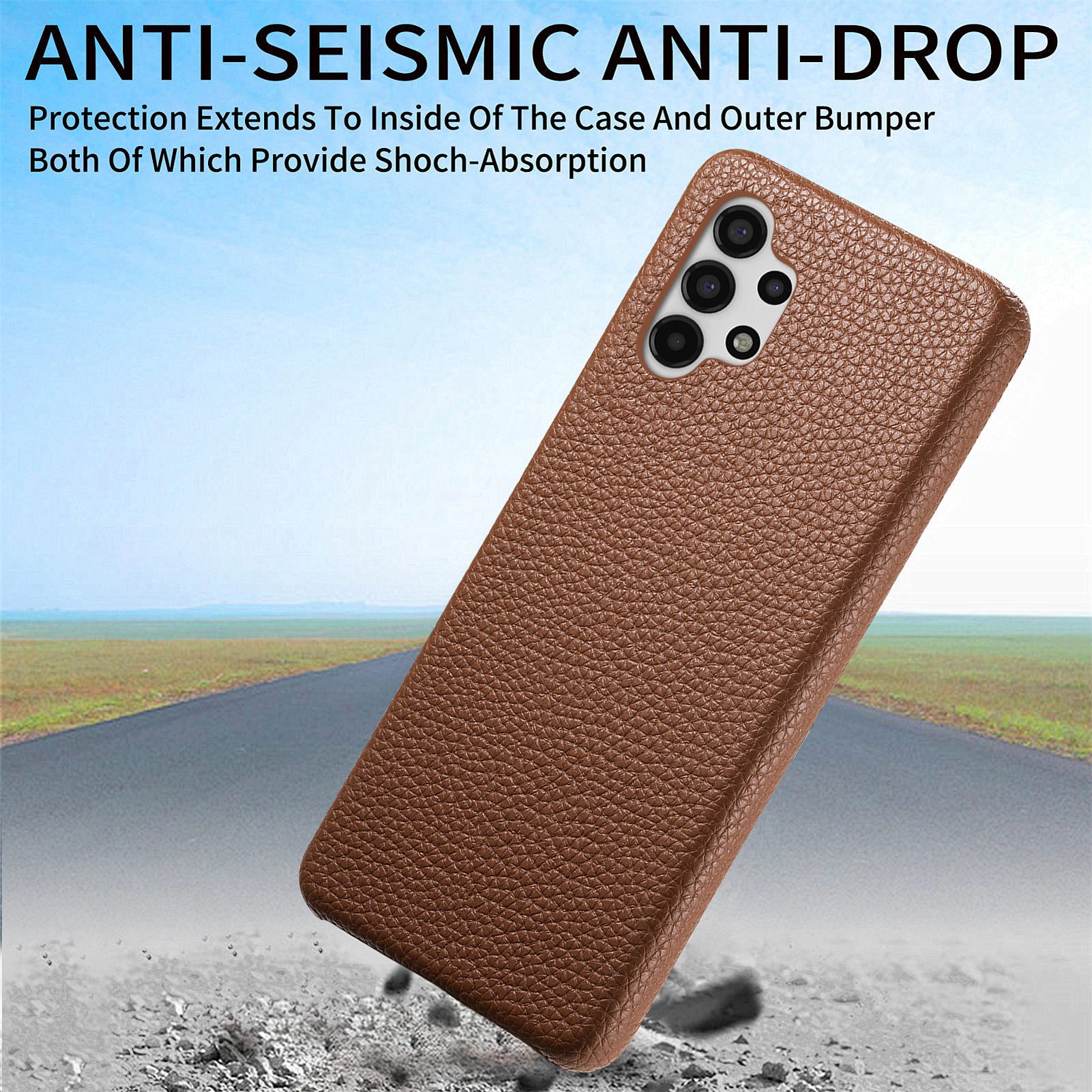 Y1 For Samsung Galaxy A13 4G Case Shockproof Litchi Texture Leather+PC Phone Cover