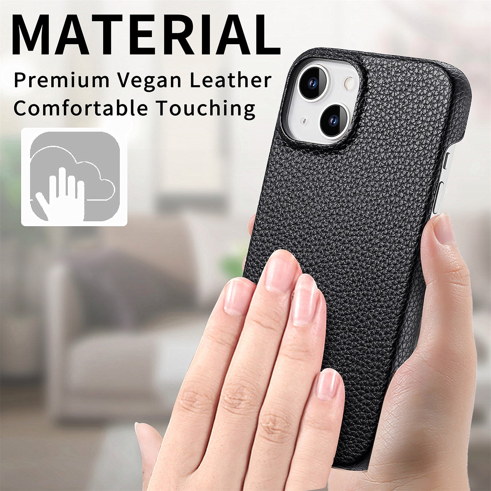 Y1 For iPhone 14 / 13 Case Litchi Texture PU Leather Coated PC Phone Cover
