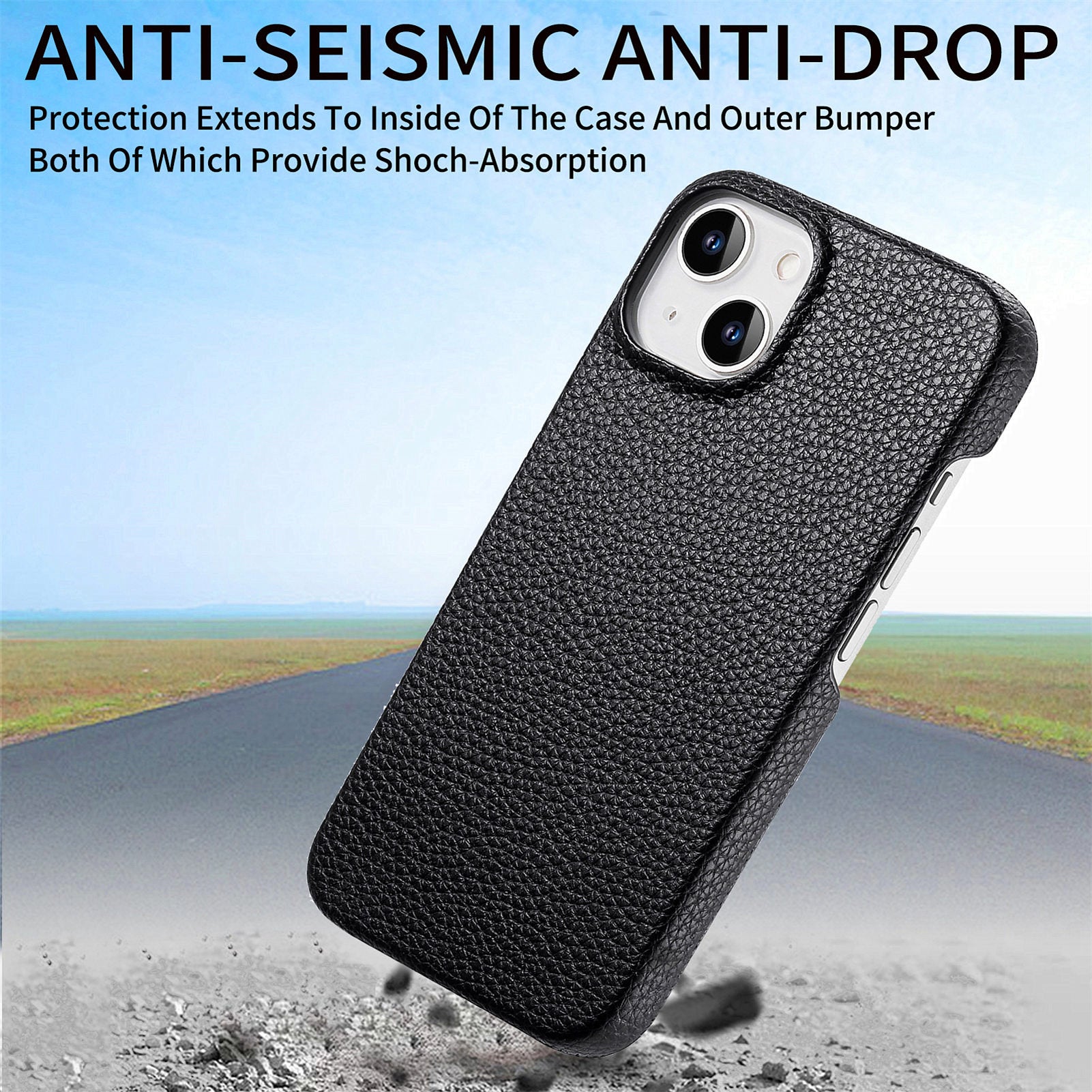 Y1 For iPhone 14 / 13 Case Litchi Texture PU Leather Coated PC Phone Cover