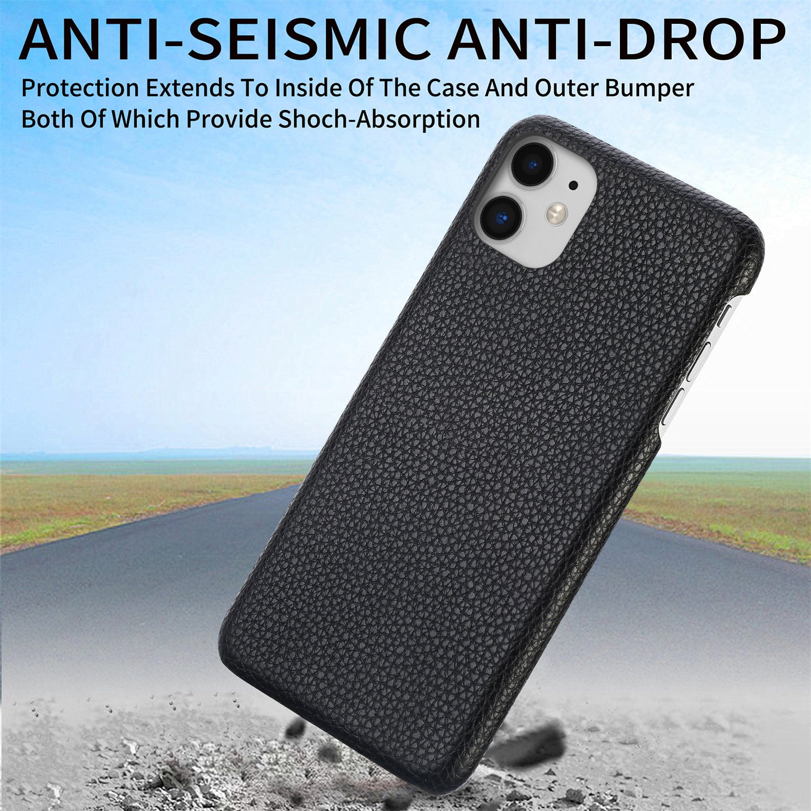 Y1 For iPhone 11 Case Drop-proof Litchi Texture Leather Coated PC Phone Cover