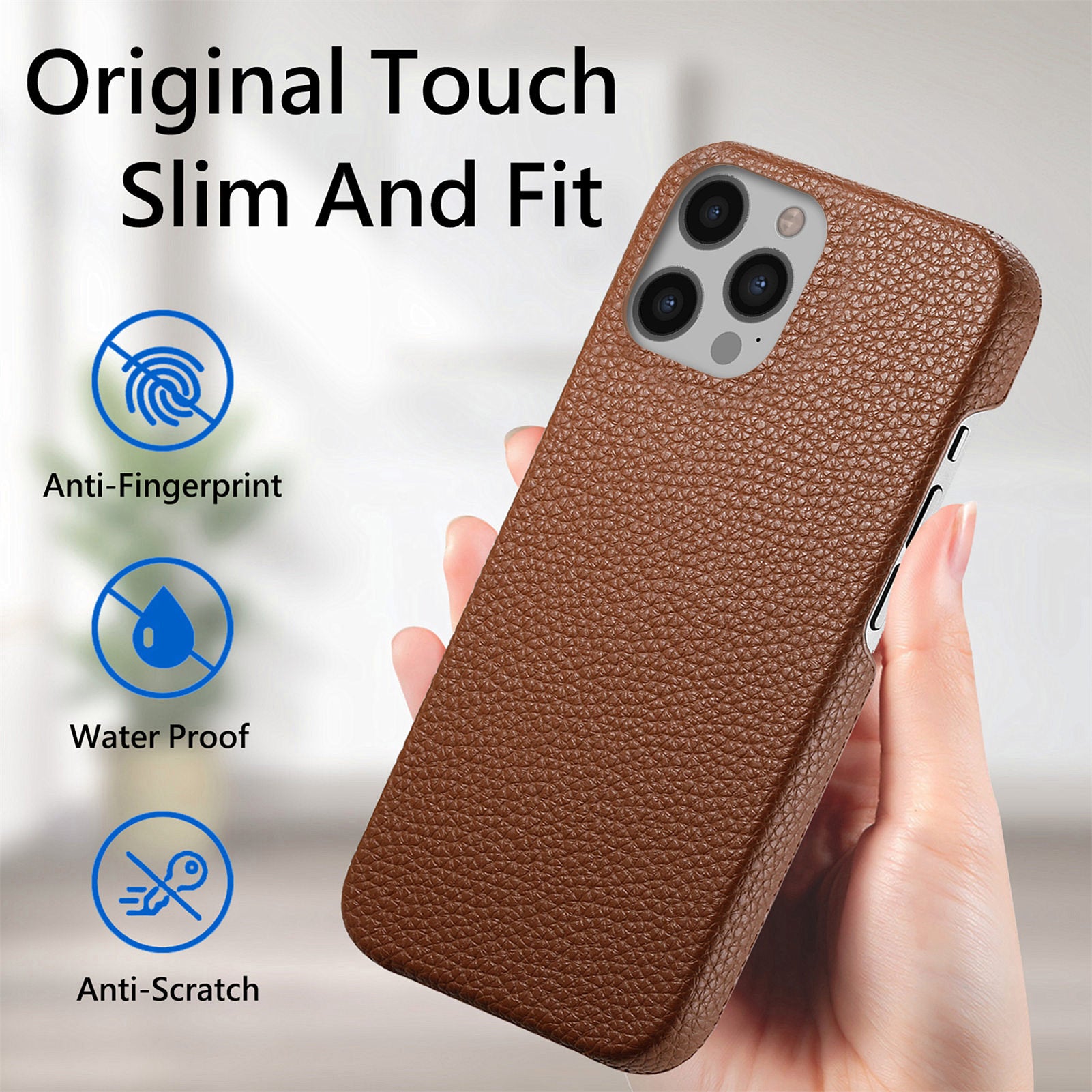 Y1 For iPhone 12 Pro Max Case Litchi Texture Leather+PC Protective Phone Cover