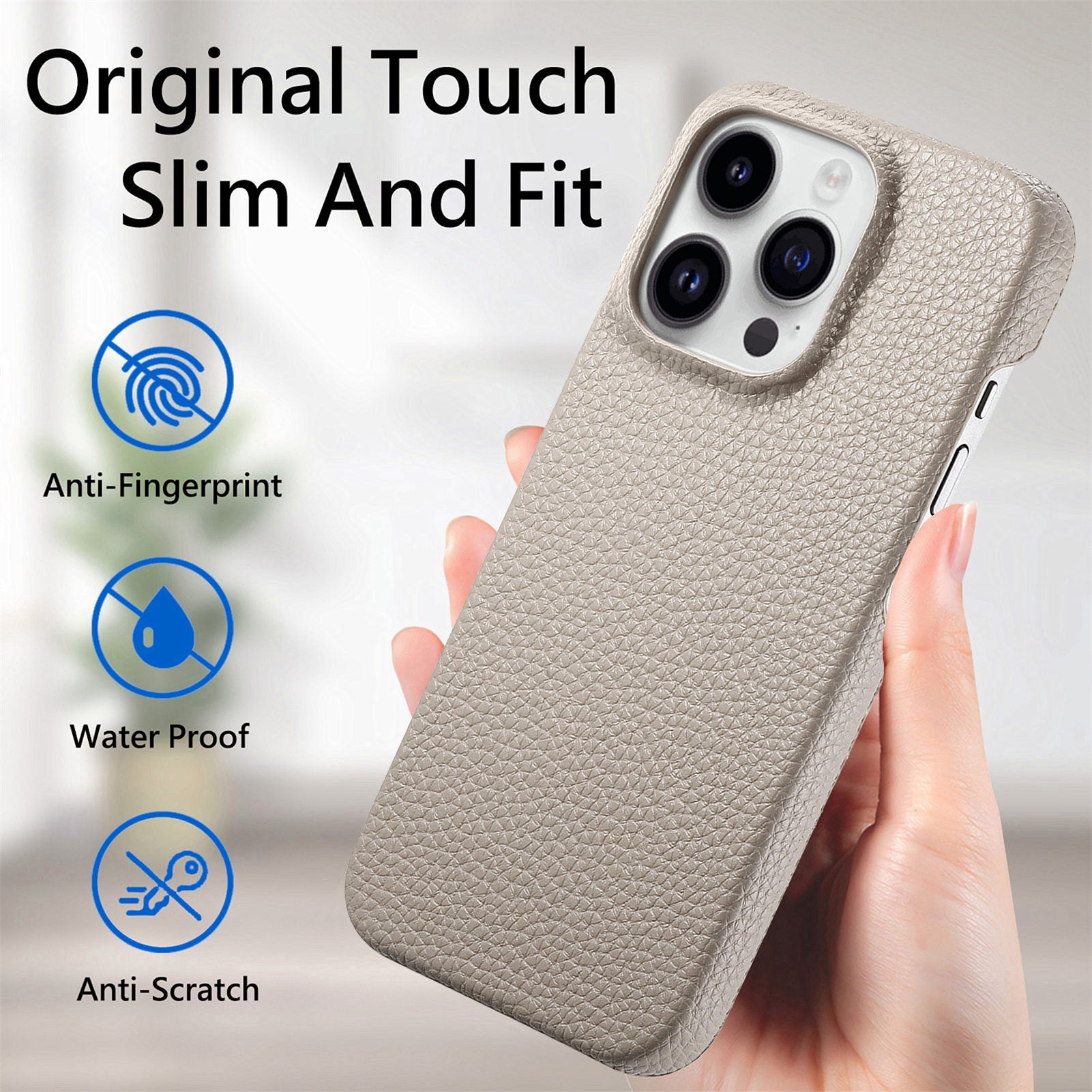 Y1 For iPhone 13 Pro Max 6.7 inch Case Leather+PC Smart Phone Cover with Litchi Texture