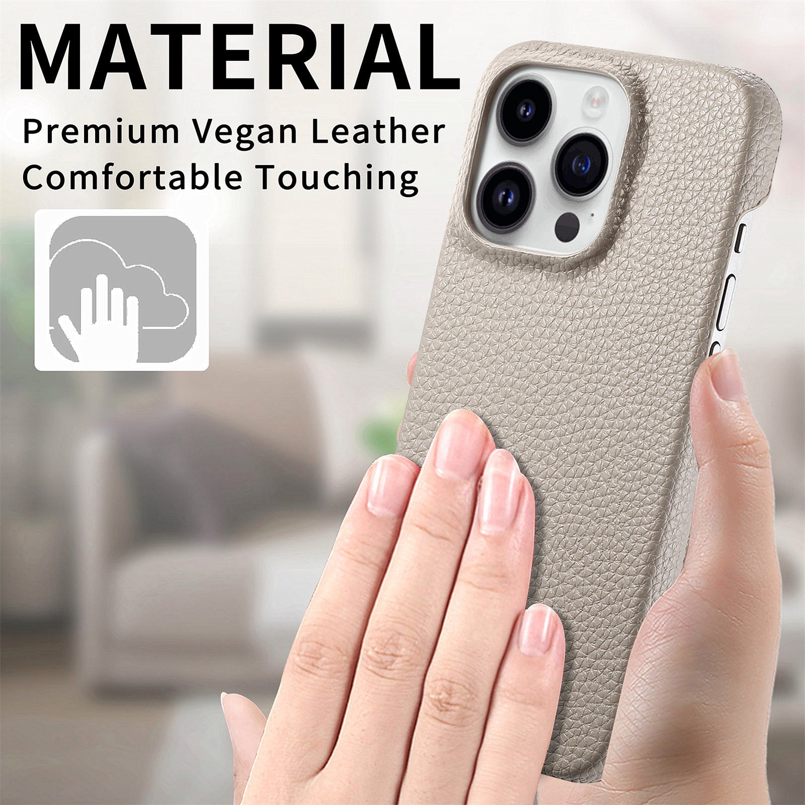 Y1 For iPhone 13 Pro Max 6.7 inch Case Leather+PC Smart Phone Cover with Litchi Texture