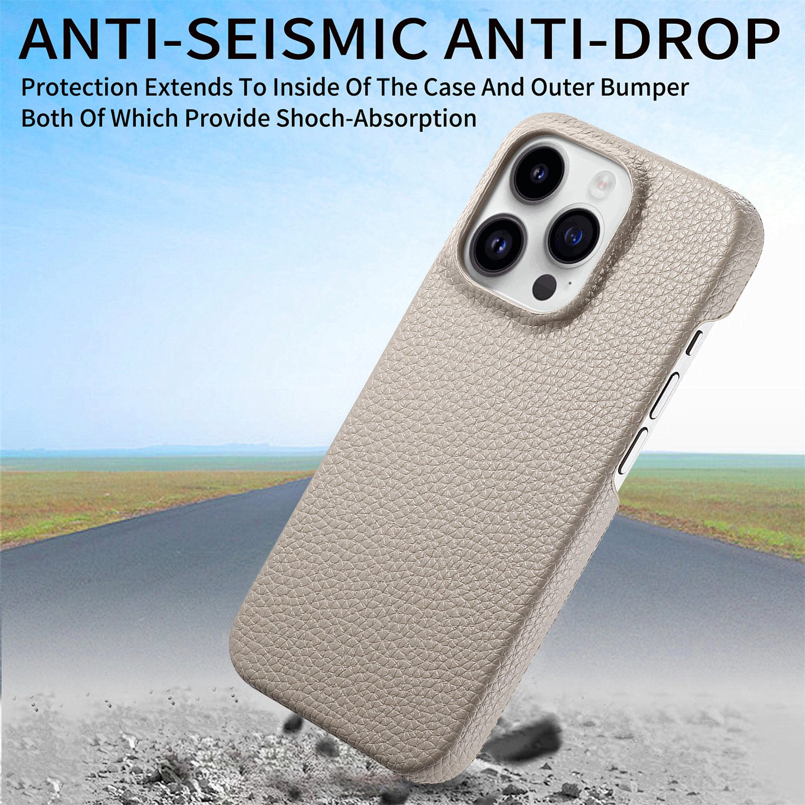 Y1 For iPhone 13 Pro Max 6.7 inch Case Leather+PC Smart Phone Cover with Litchi Texture