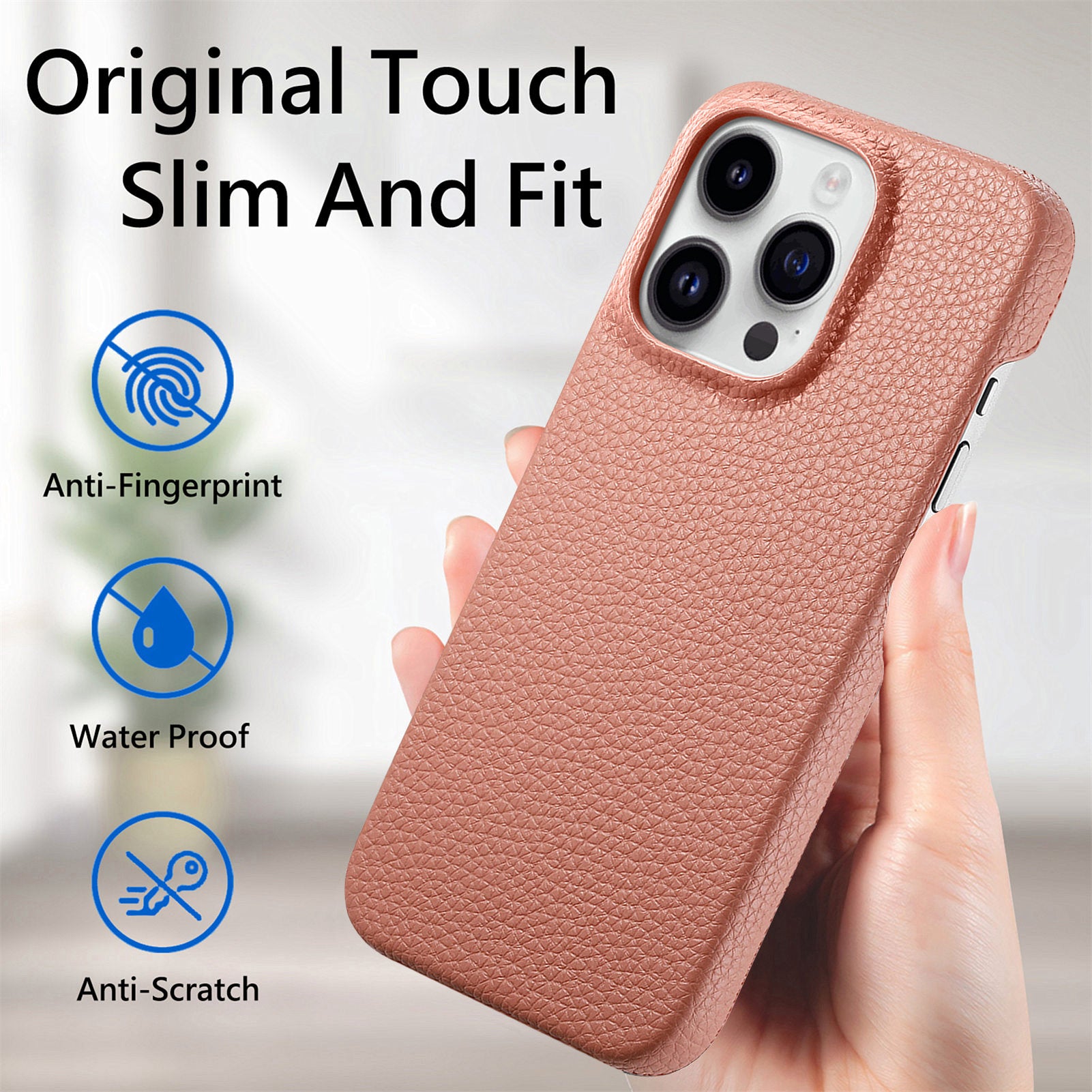 Y1 For iPhone 14 Pro Max Case Litchi Texture Anti-Scratch Leather+PC Phone Cover