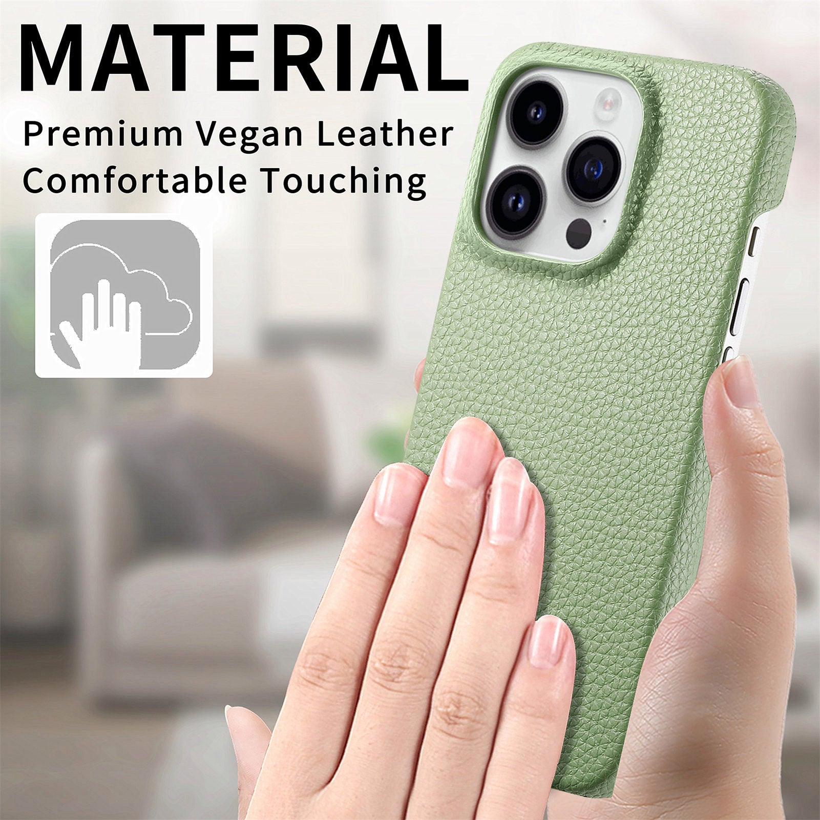 Y1 For iPhone 14 Pro Case Litchi Texture Leather+PC Anti-fingerprint Protective Shell