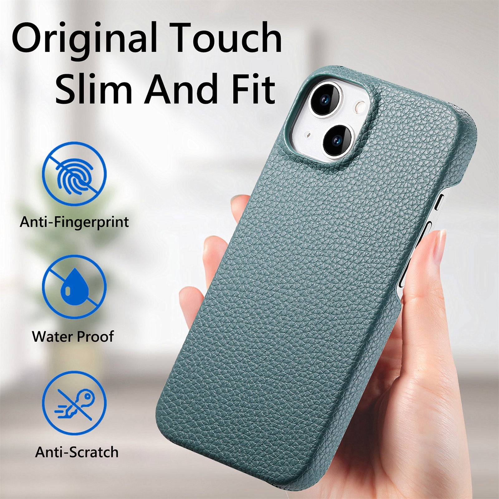 Y1 For iPhone 14 Plus Case Anti-scratch Litchi Texture PU Leather Coated PC Phone Cover