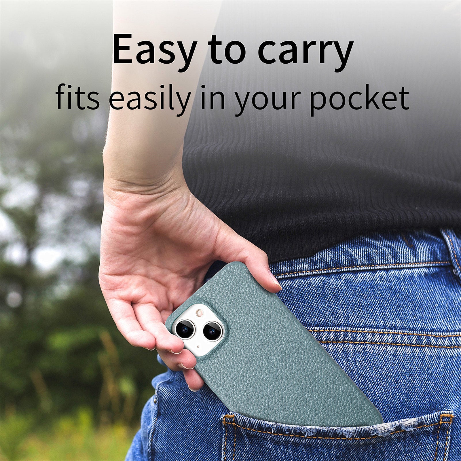 Y1 For iPhone 14 Plus Case Anti-scratch Litchi Texture PU Leather Coated PC Phone Cover