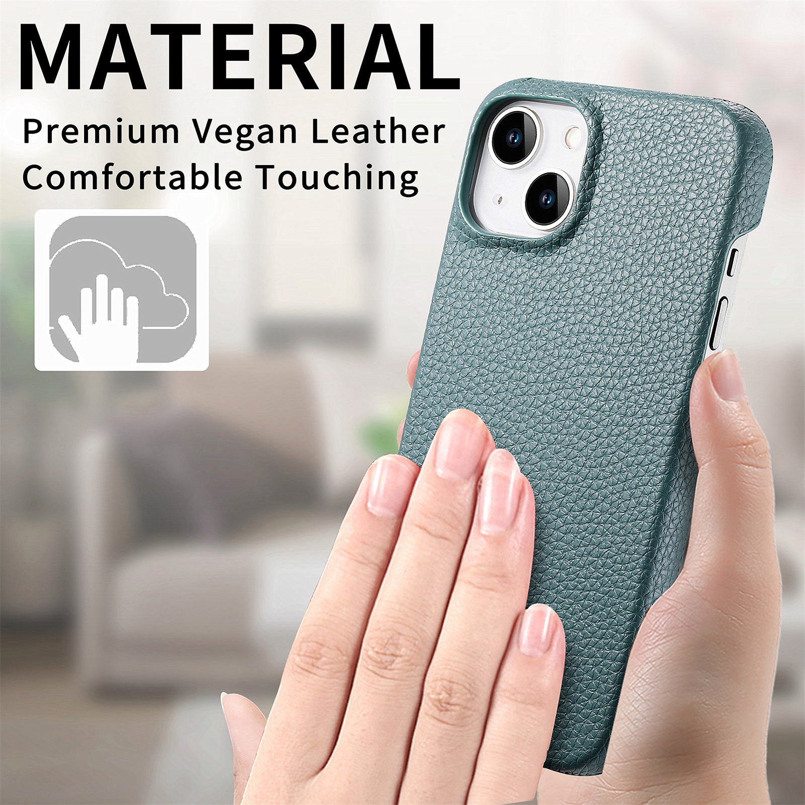 Y1 For iPhone 14 Plus Case Anti-scratch Litchi Texture PU Leather Coated PC Phone Cover