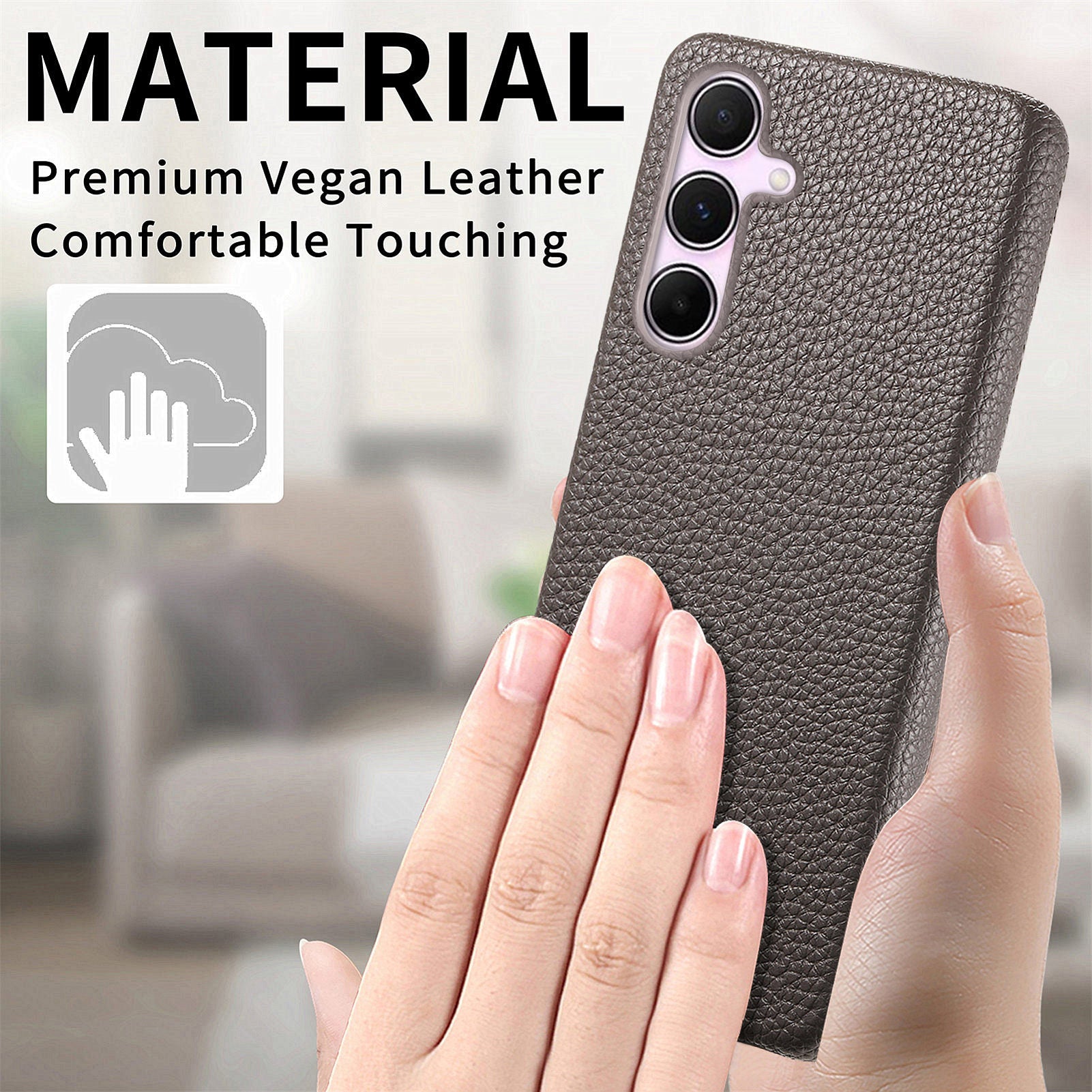Y1 For Samsung Galaxy A55 5G Case PU Leather Coated PC Phone Cover with Litchi Texture