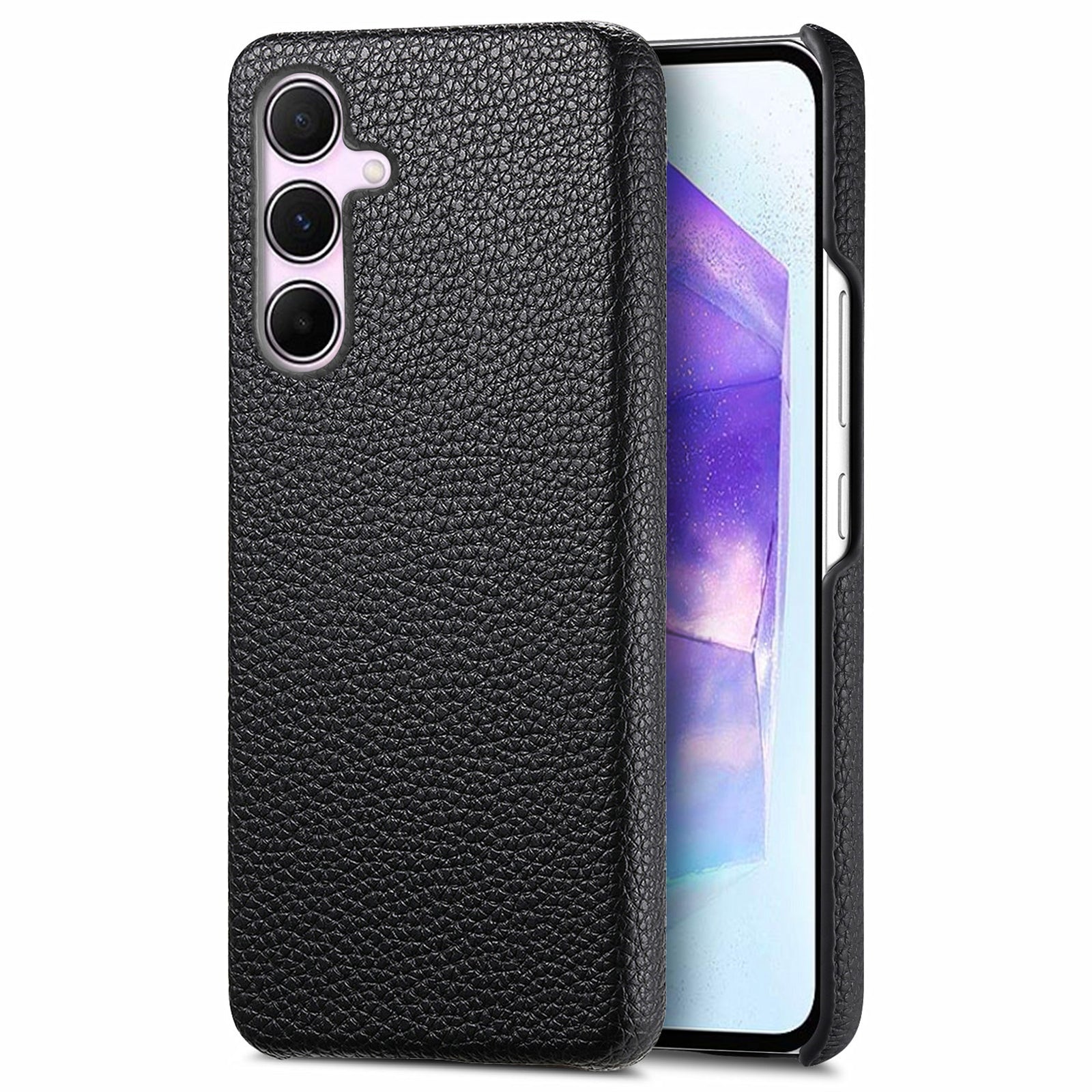 Y1 For Samsung Galaxy A55 5G Case PU Leather Coated PC Phone Cover with Litchi Texture