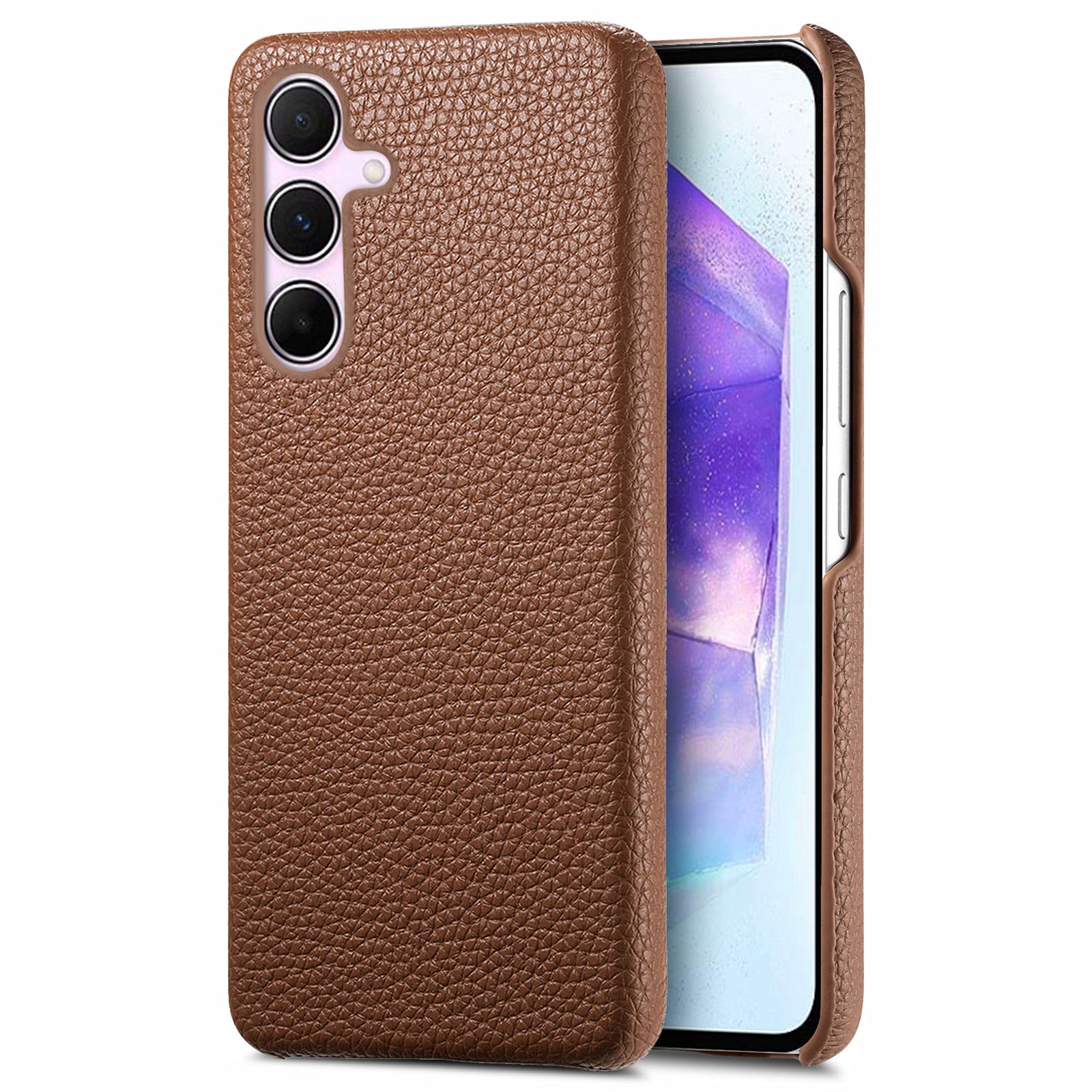 Y1 For Samsung Galaxy A55 5G Case PU Leather Coated PC Phone Cover with Litchi Texture