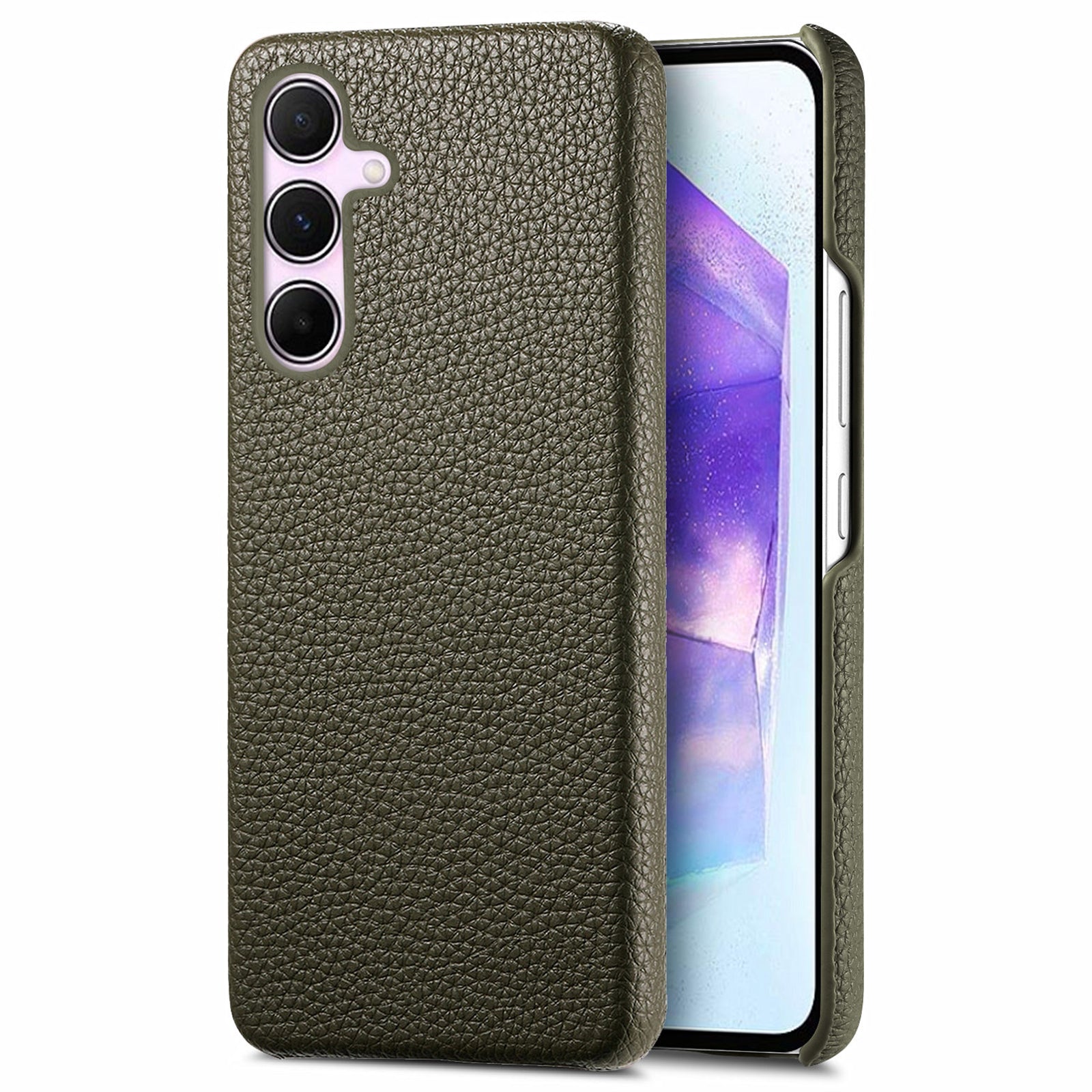 Y1 For Samsung Galaxy A55 5G Case PU Leather Coated PC Phone Cover with Litchi Texture