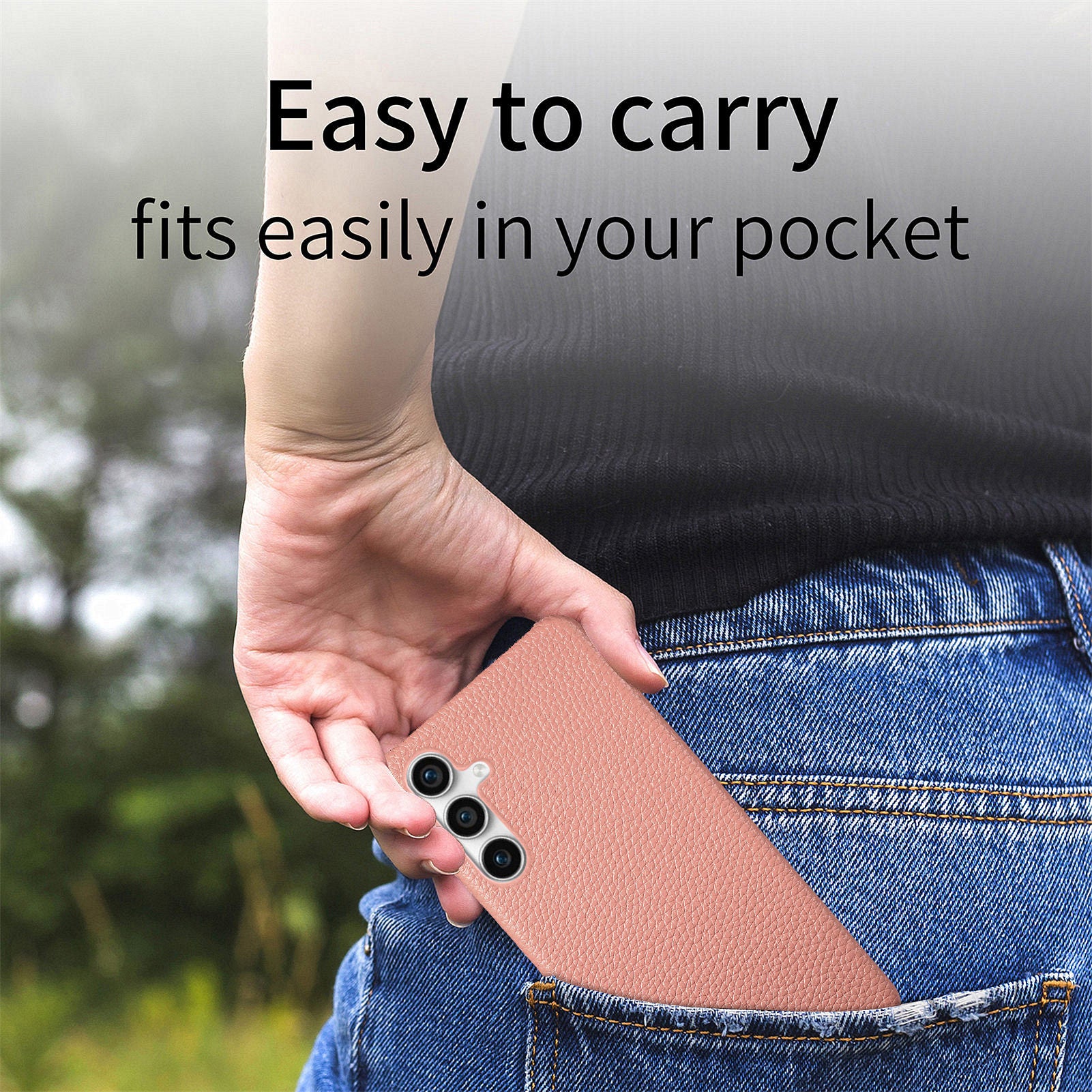 Y1 For Samsung Galaxy S23 FE Cell Phone Case Litchi Texture PU+PC Drop-proof Cover