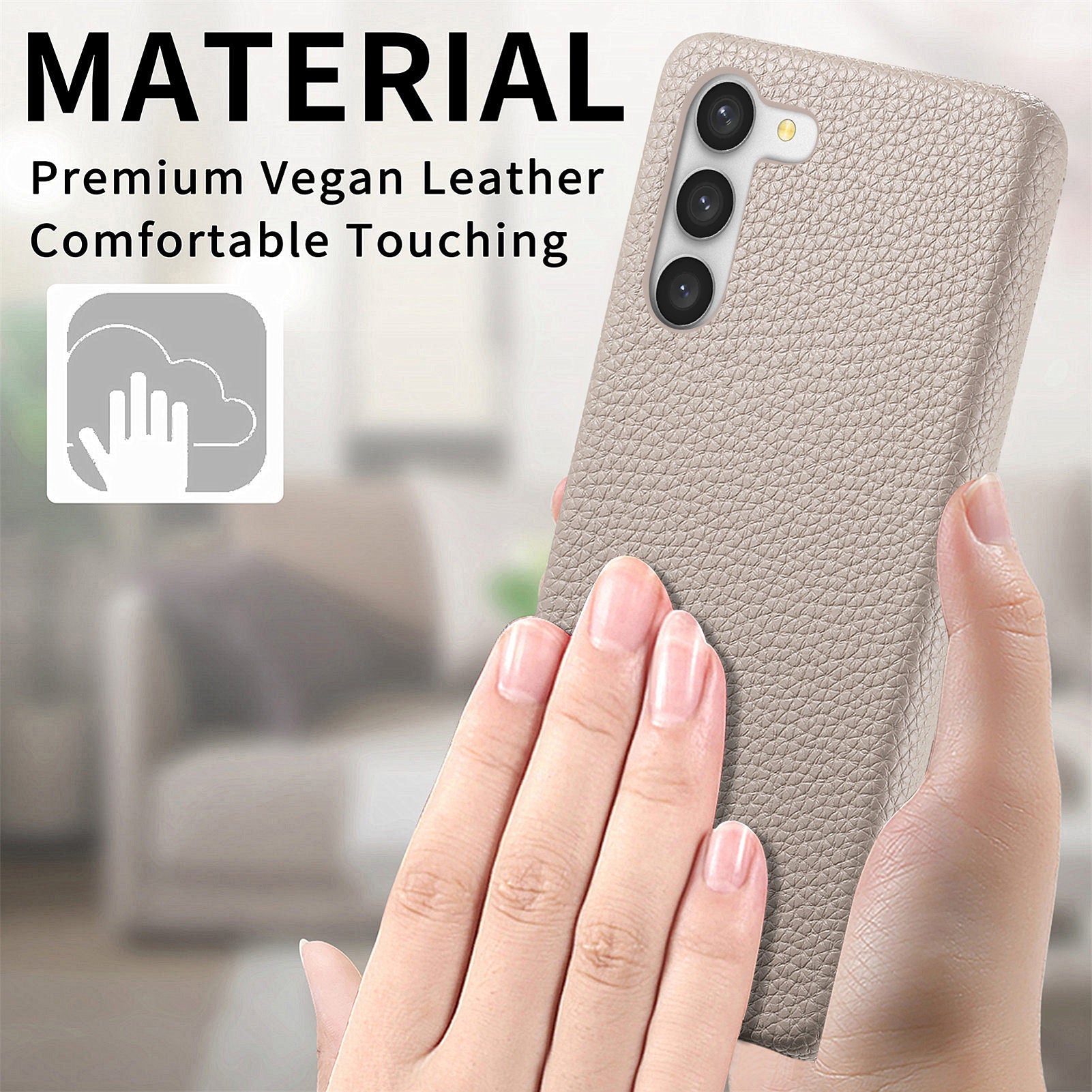 Y1 For Samsung Galaxy S23 Case Litchi Texture PU Leather Coated PC Shock Absorbing Phone Cover