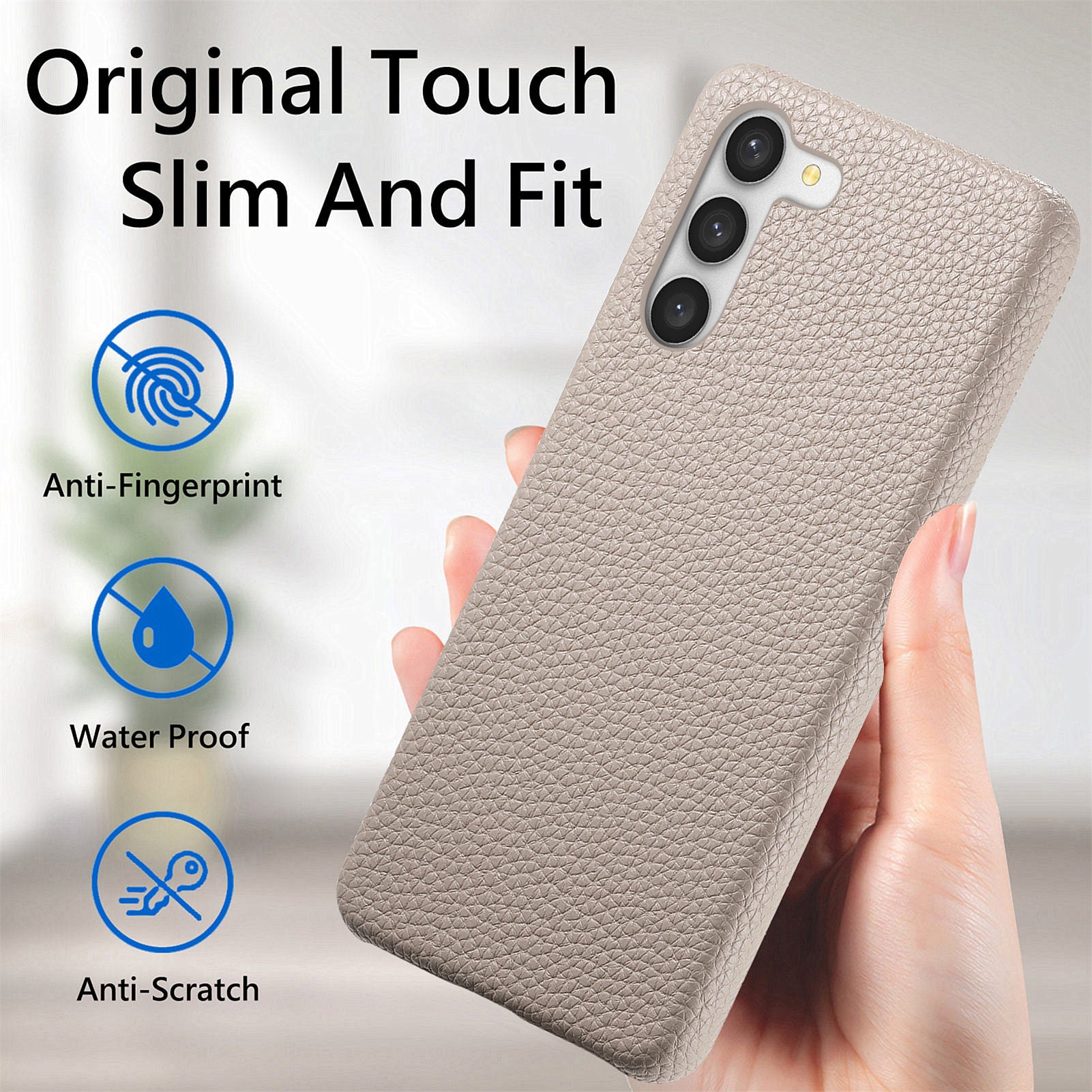 Y1 For Samsung Galaxy S23 Case Litchi Texture PU Leather Coated PC Shock Absorbing Phone Cover