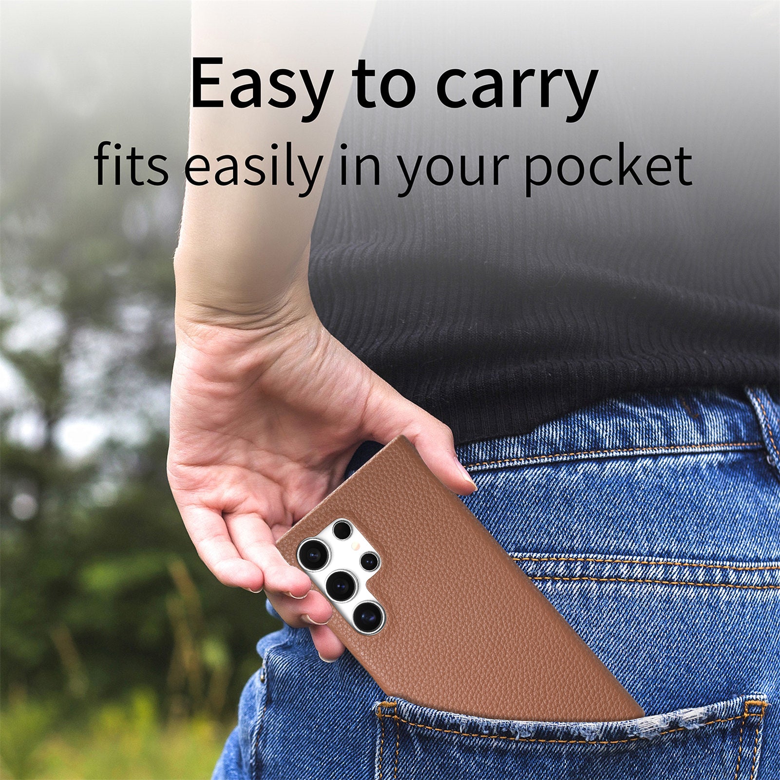 Y1 For Samsung Galaxy S24 Ultra Case Anti-Drop Litchi Texture Leather+PC Phone Cover