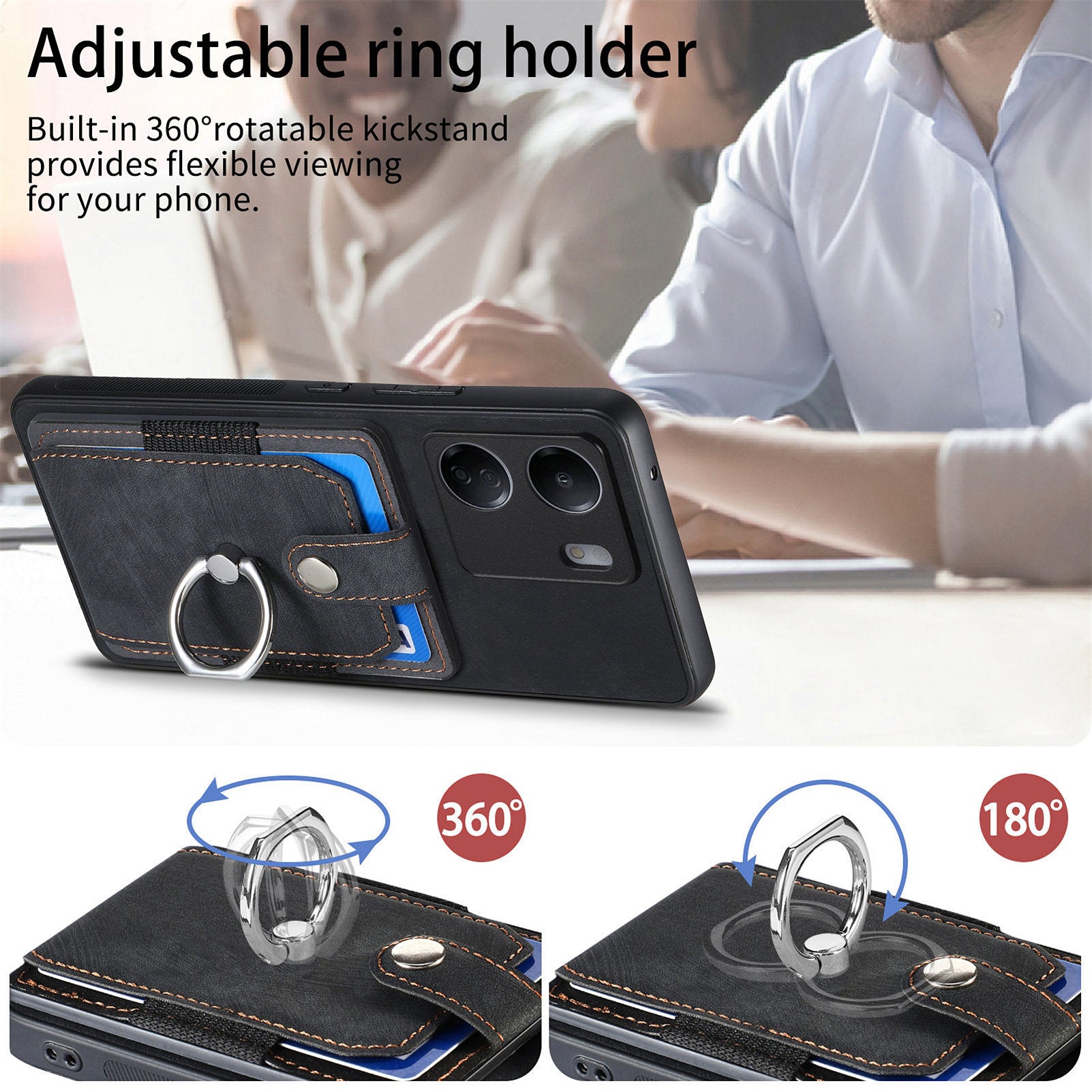 D2 Retro Phone Cover for Xiaomi Redmi 13C 4G / Poco C65 4G Case PU Leather+TPU Kickstand Phone Shell