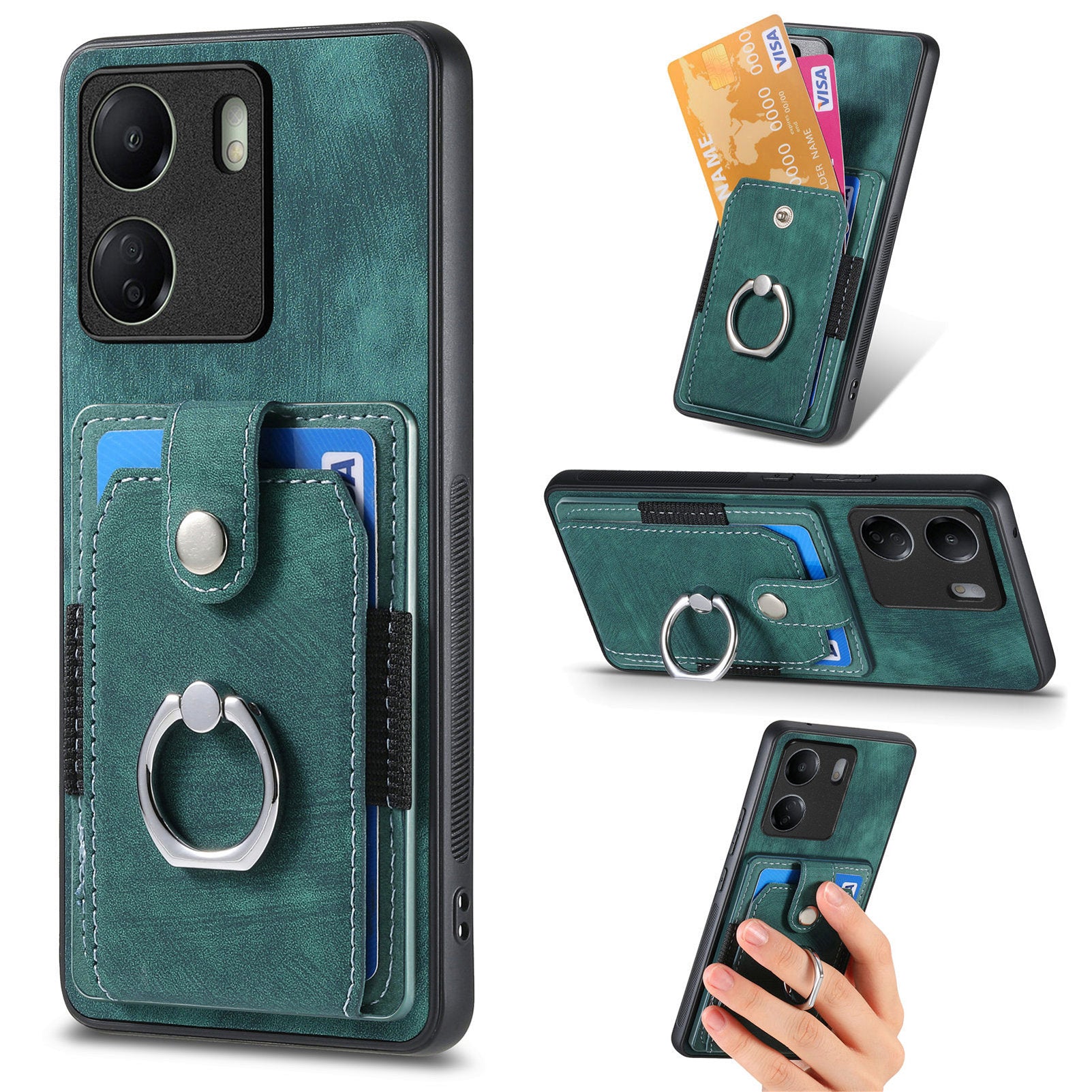 D2 Retro Phone Cover for Xiaomi Redmi 13C 4G / Poco C65 4G Case PU Leather+TPU Kickstand Phone Shell