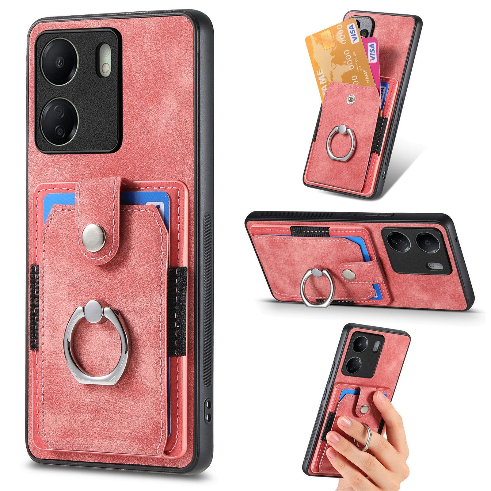 D2 Retro Phone Cover for Xiaomi Redmi 13C 4G / Poco C65 4G Case PU Leather+TPU Kickstand Phone Shell