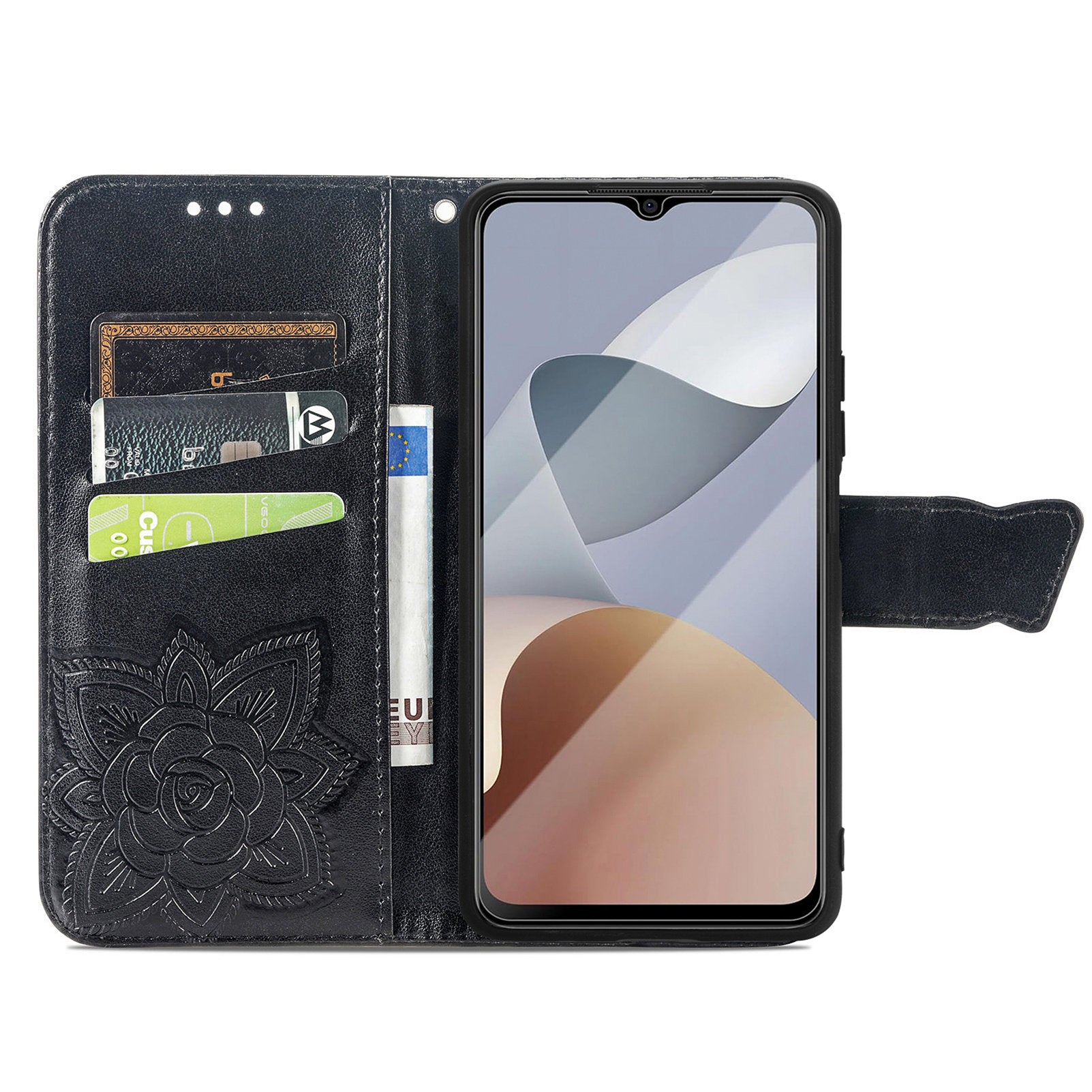 For ZTE Blade A54 Case Butterfly Imprinted PU Leather Card Slots Stand Flip Phone Cover