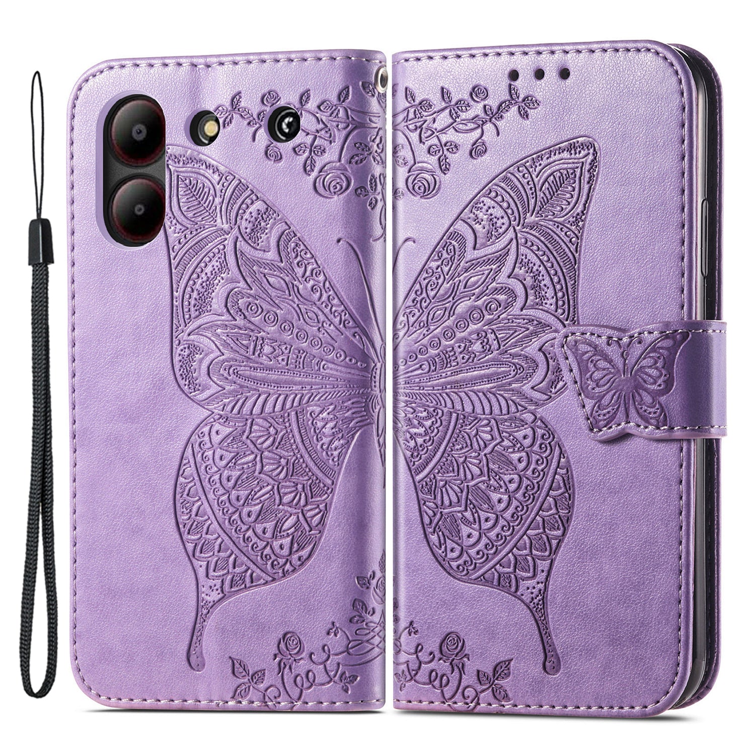 For ZTE Blade A54 Case Butterfly Imprinted PU Leather Card Slots Stand Flip Phone Cover