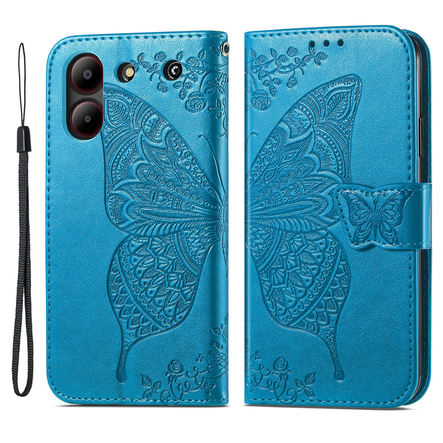 For ZTE Blade A54 Case Butterfly Imprinted PU Leather Card Slots Stand Flip Phone Cover