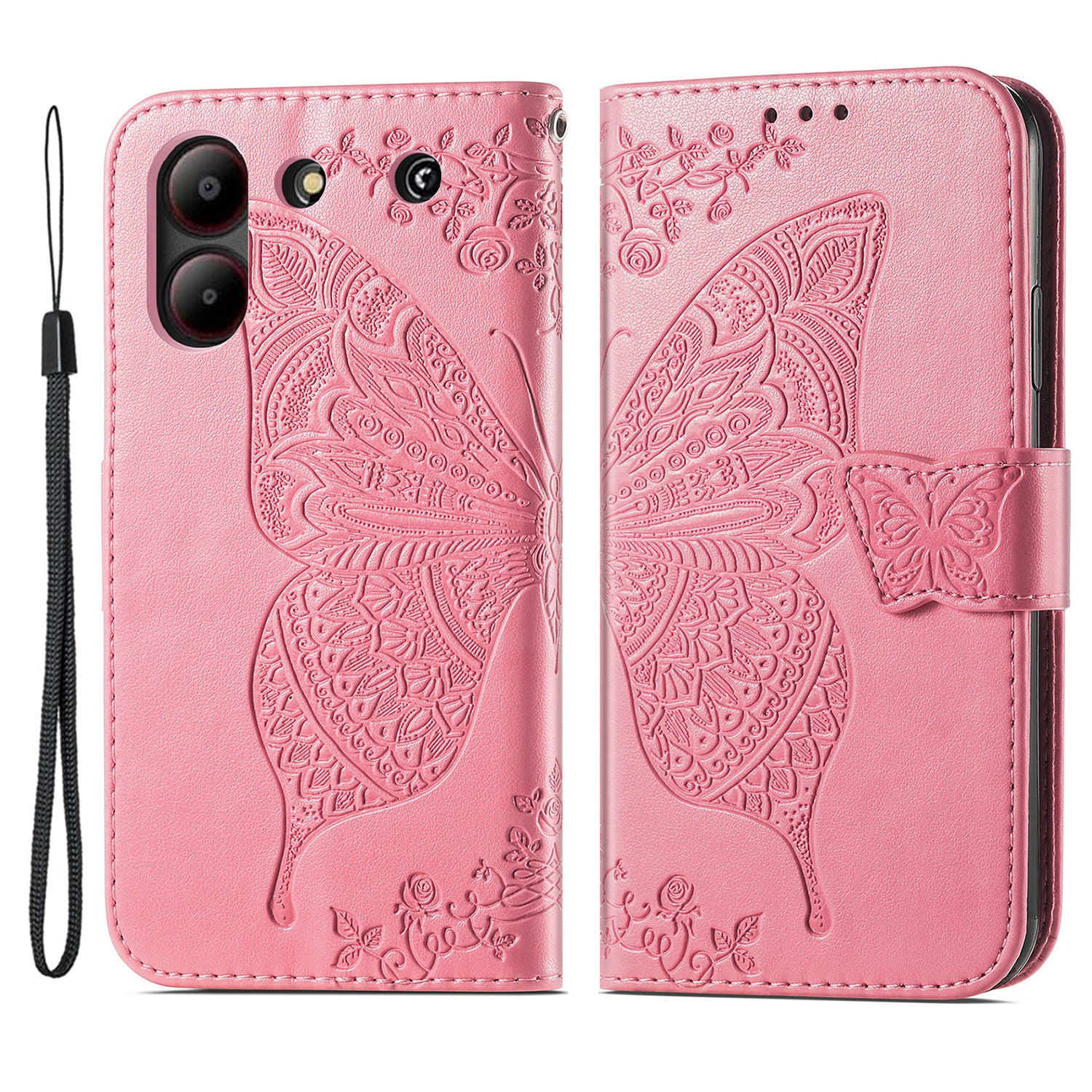 For ZTE Blade A54 Case Butterfly Imprinted PU Leather Card Slots Stand Flip Phone Cover