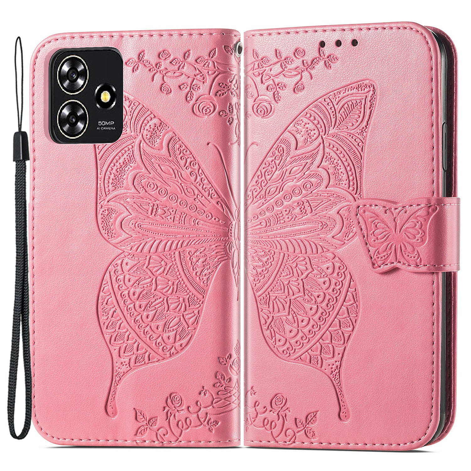 For ZTE Blade A73 Case Flip Wallet Imprinted Butterfly PU Leather Phone Cover