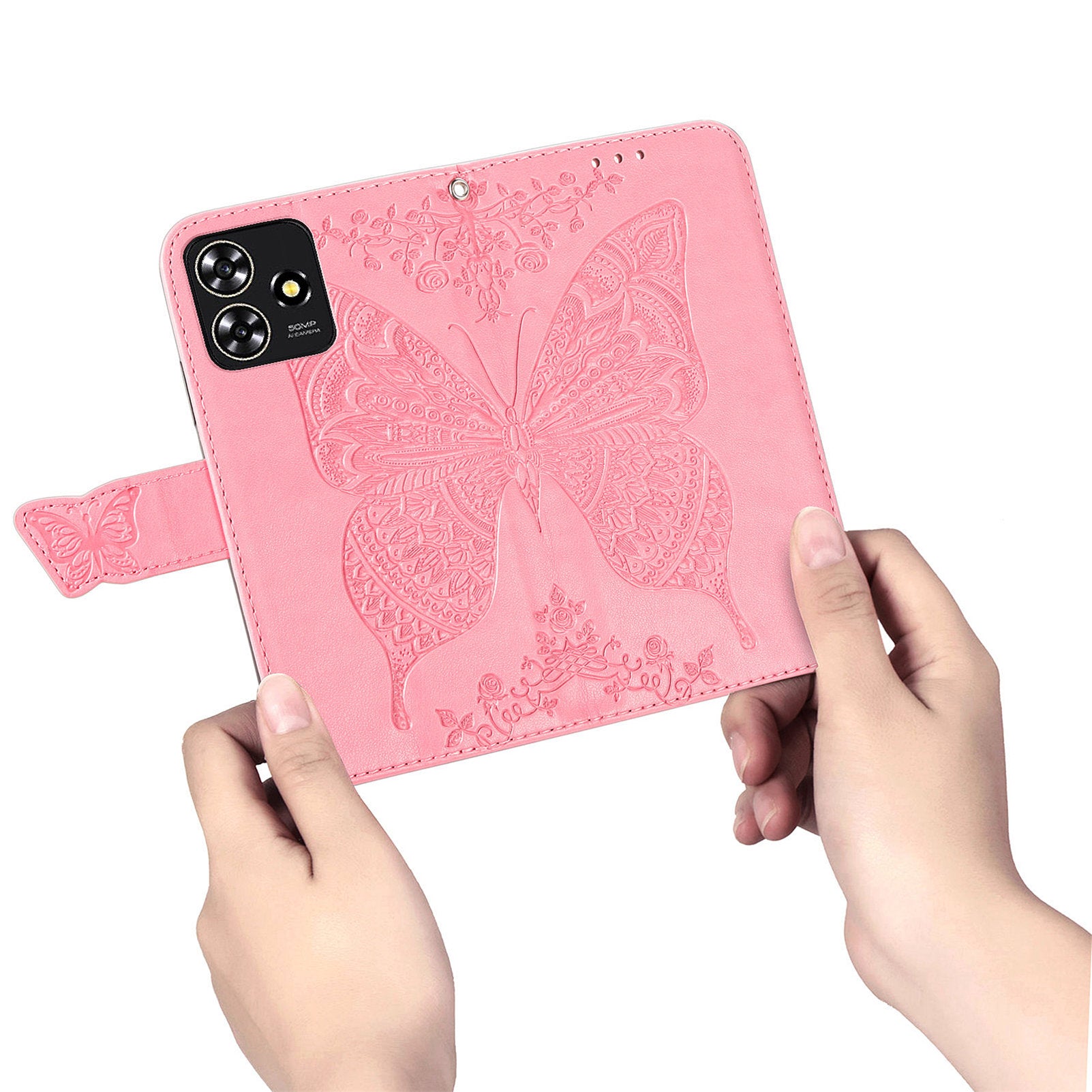 For ZTE Blade A73 Case Flip Wallet Imprinted Butterfly PU Leather Phone Cover